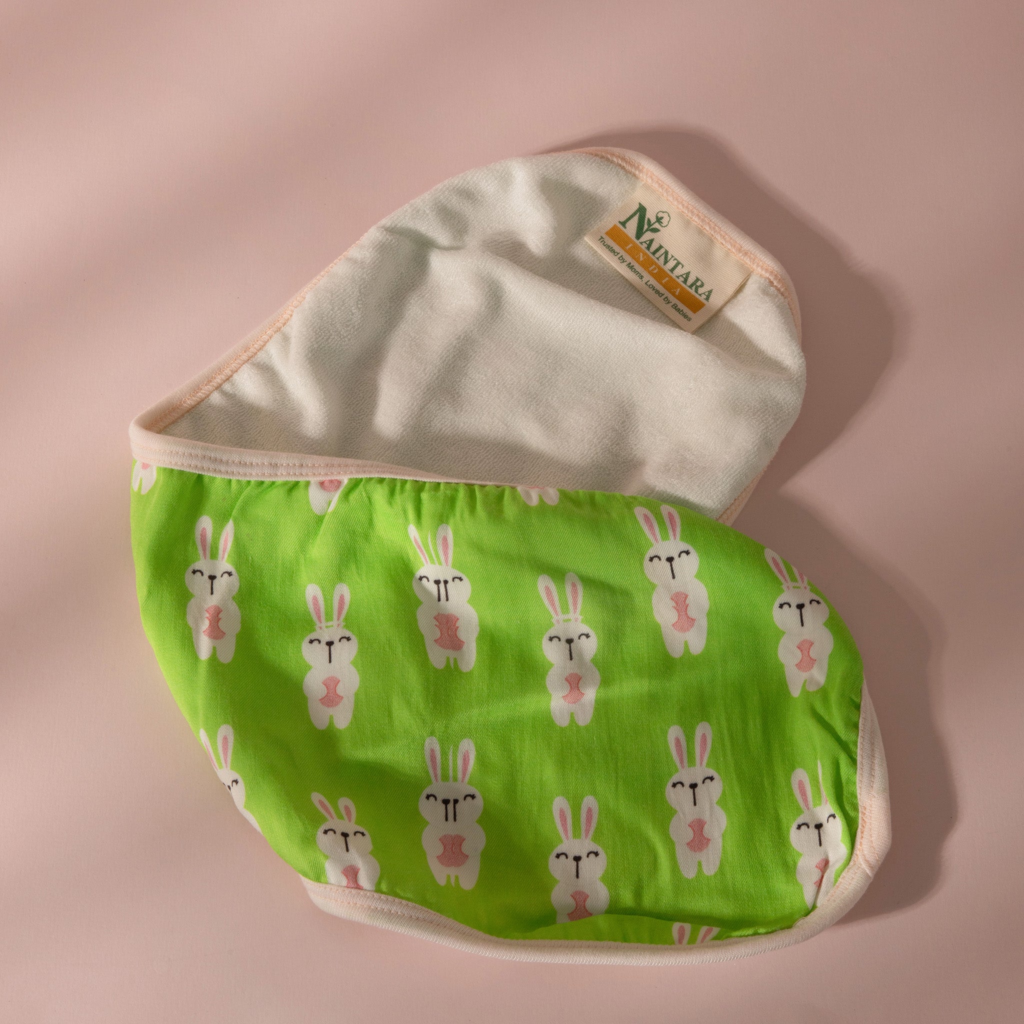 Bunny Print Organic Bamboo Satin Terry Burp Cloth for Baby Feeding