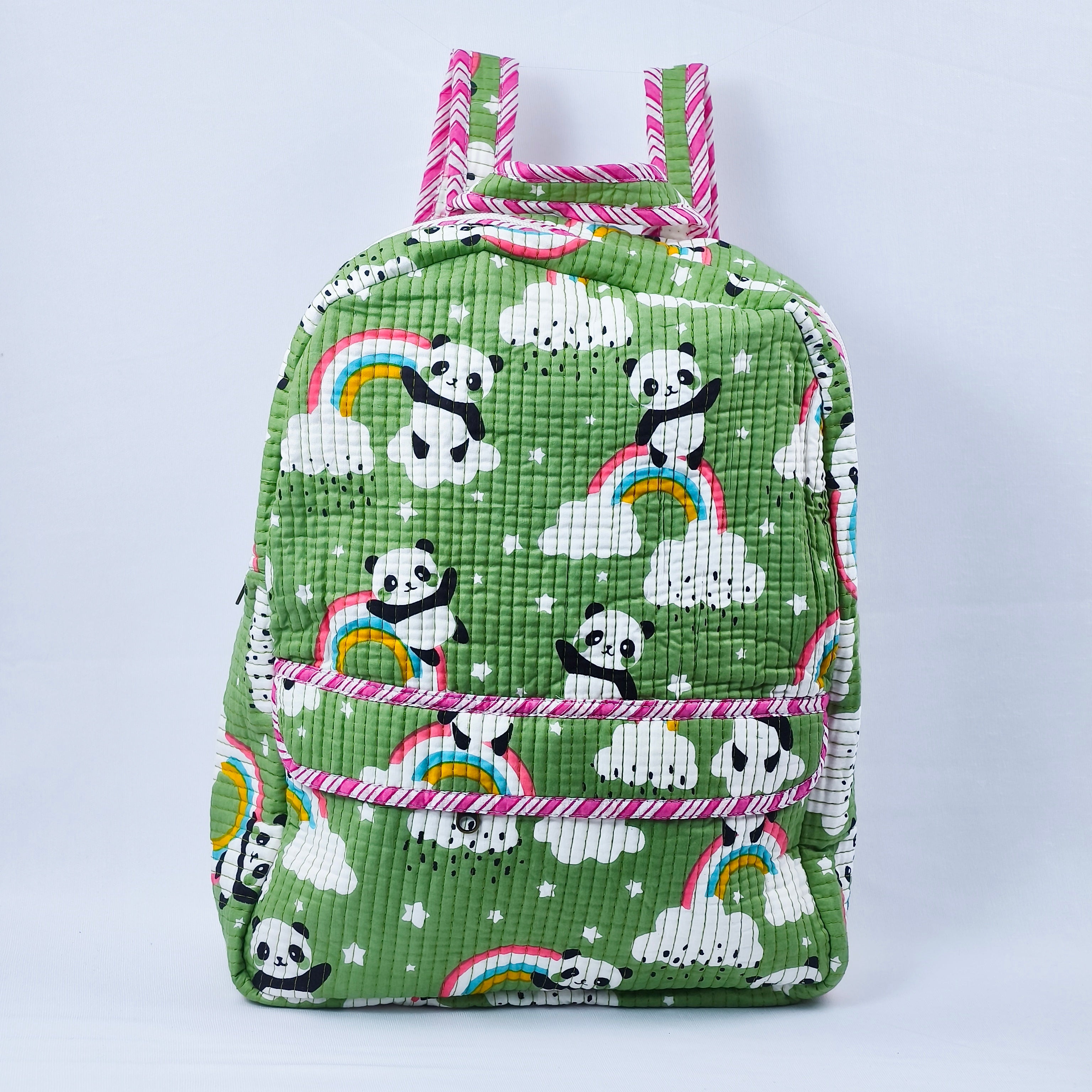 Rainbow Panda Kids Quilted Backpack – Cotton Waffle