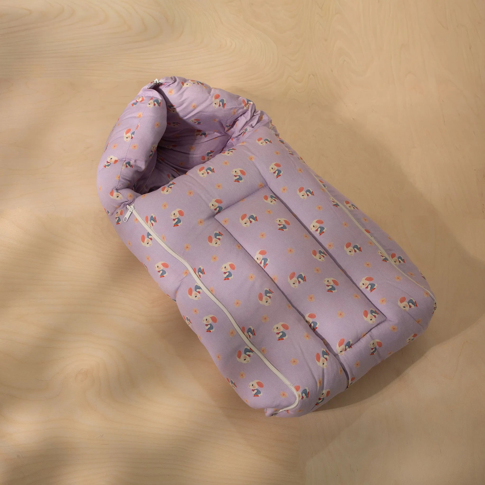 Organic Cotton Baby Sleeping Bag - Lilac Bunny Tales