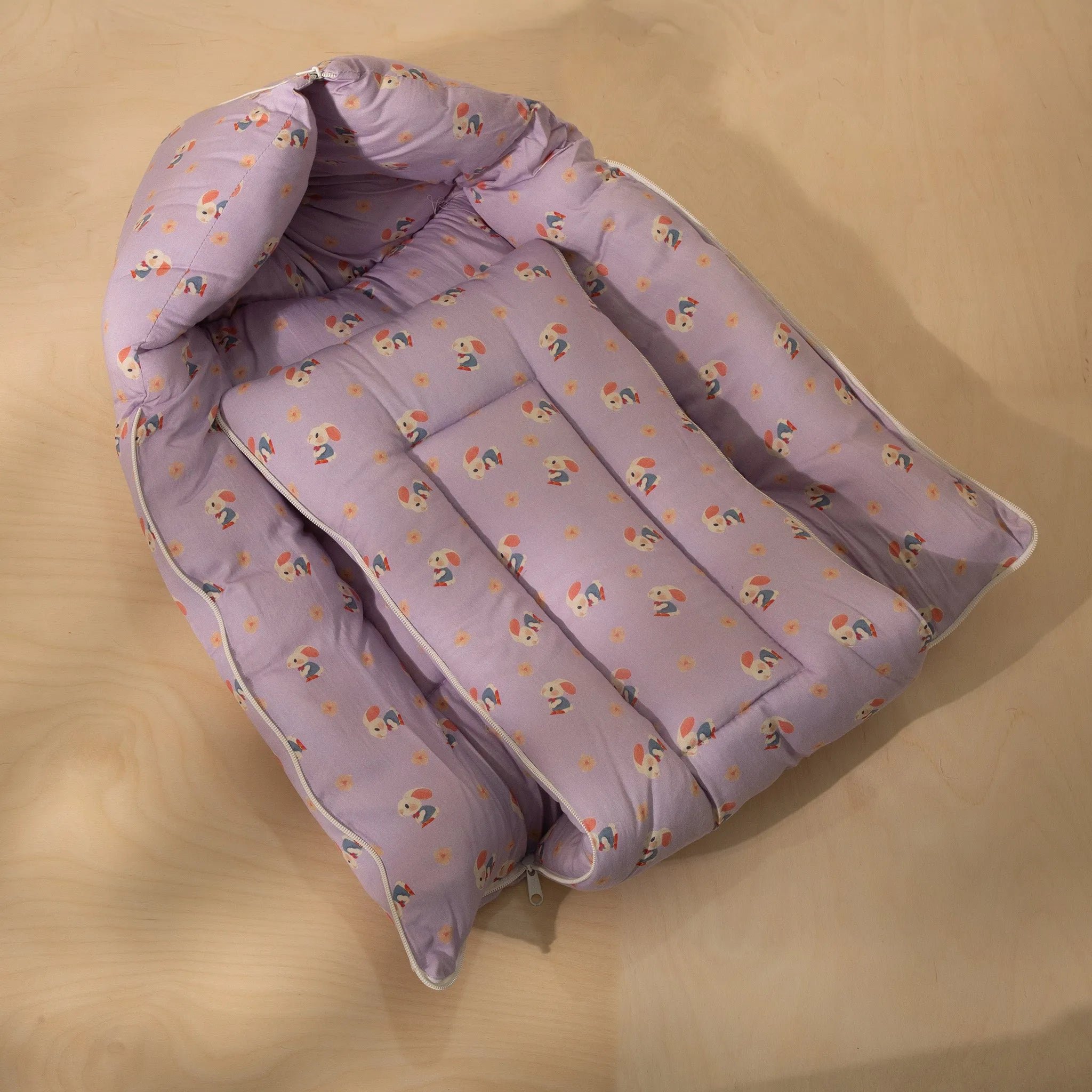 Organic Cotton Baby Sleeping Bag - Lilac Bunny Tales