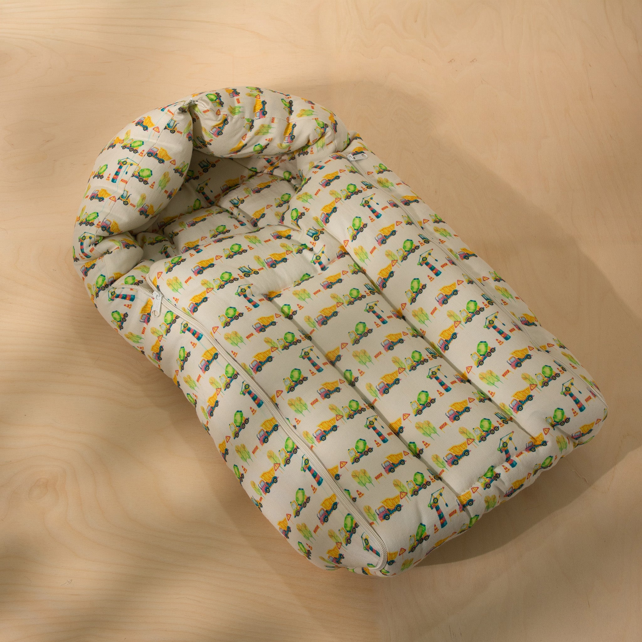 Baby Sleeping Bag with Colorful Construction Truck Print – Organic Cotton Bedtime Essential for Babies