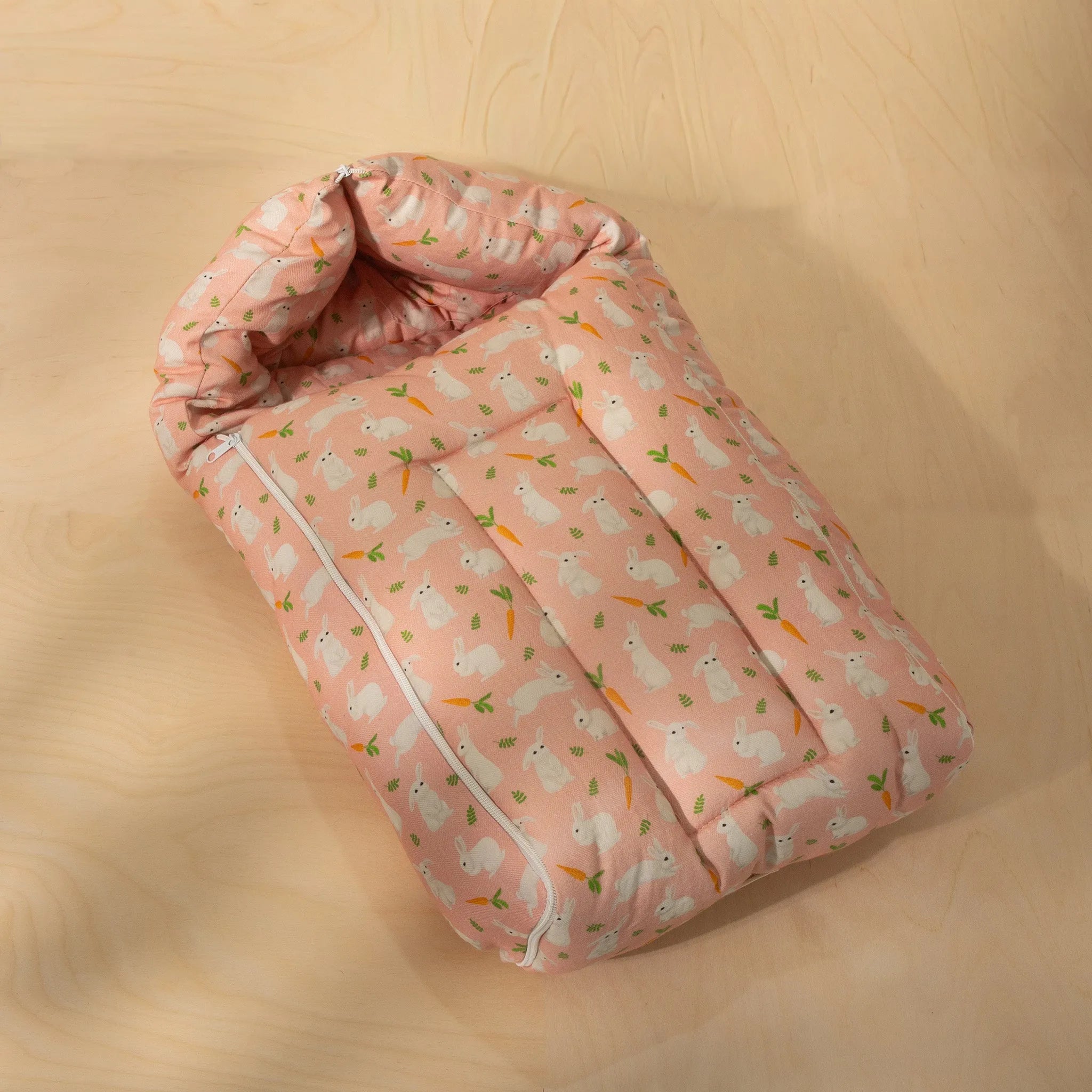 Organic Cotton Baby Sleeping Bag- Bunny Peaches