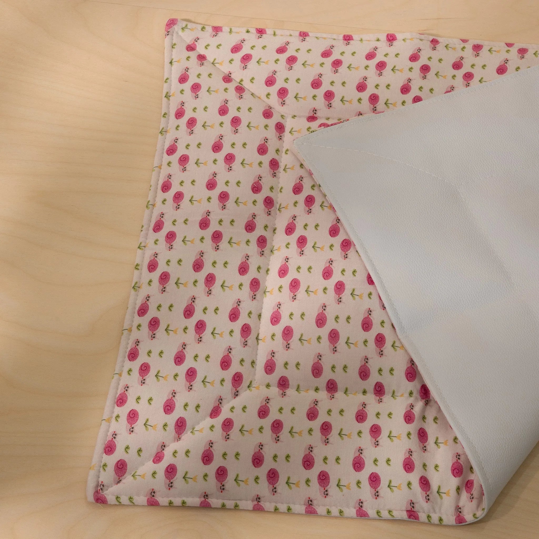 Organic Triple Layer Diaper Changing Mat with Rose Pink Meadow