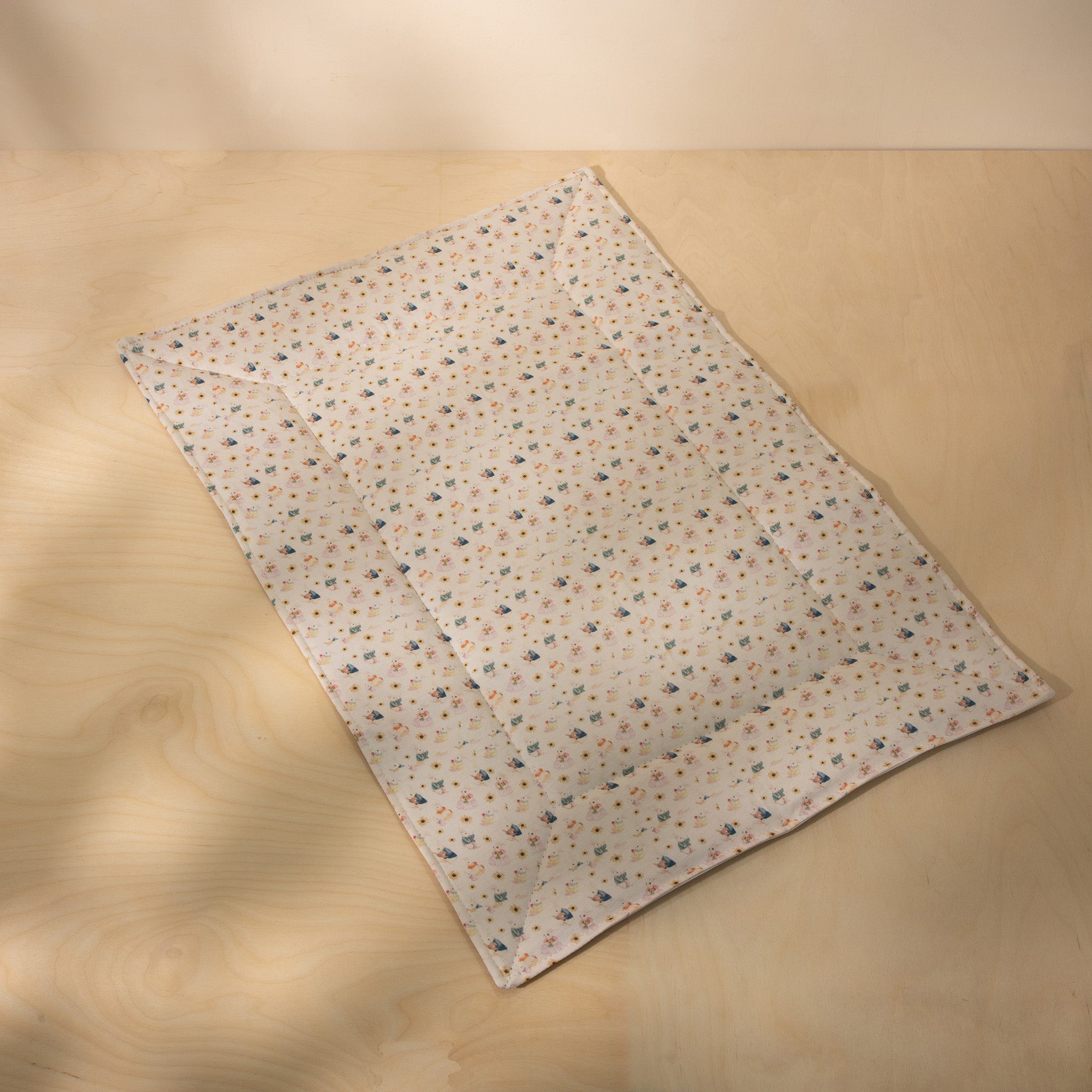 Organic Triple Layer Diaper Changing Mat with Whimsical Floral Print