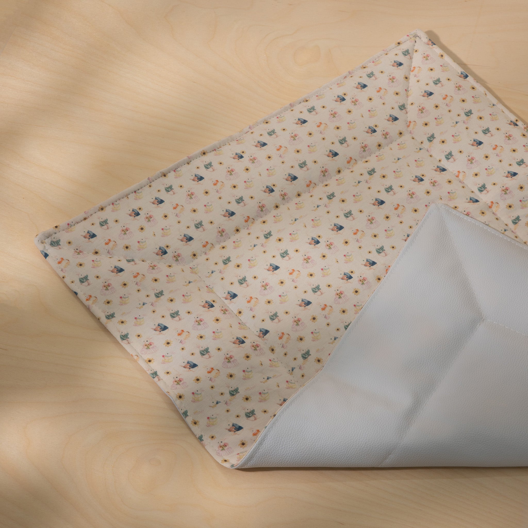 Organic Triple Layer Diaper Changing Mat with Whimsical Floral Print