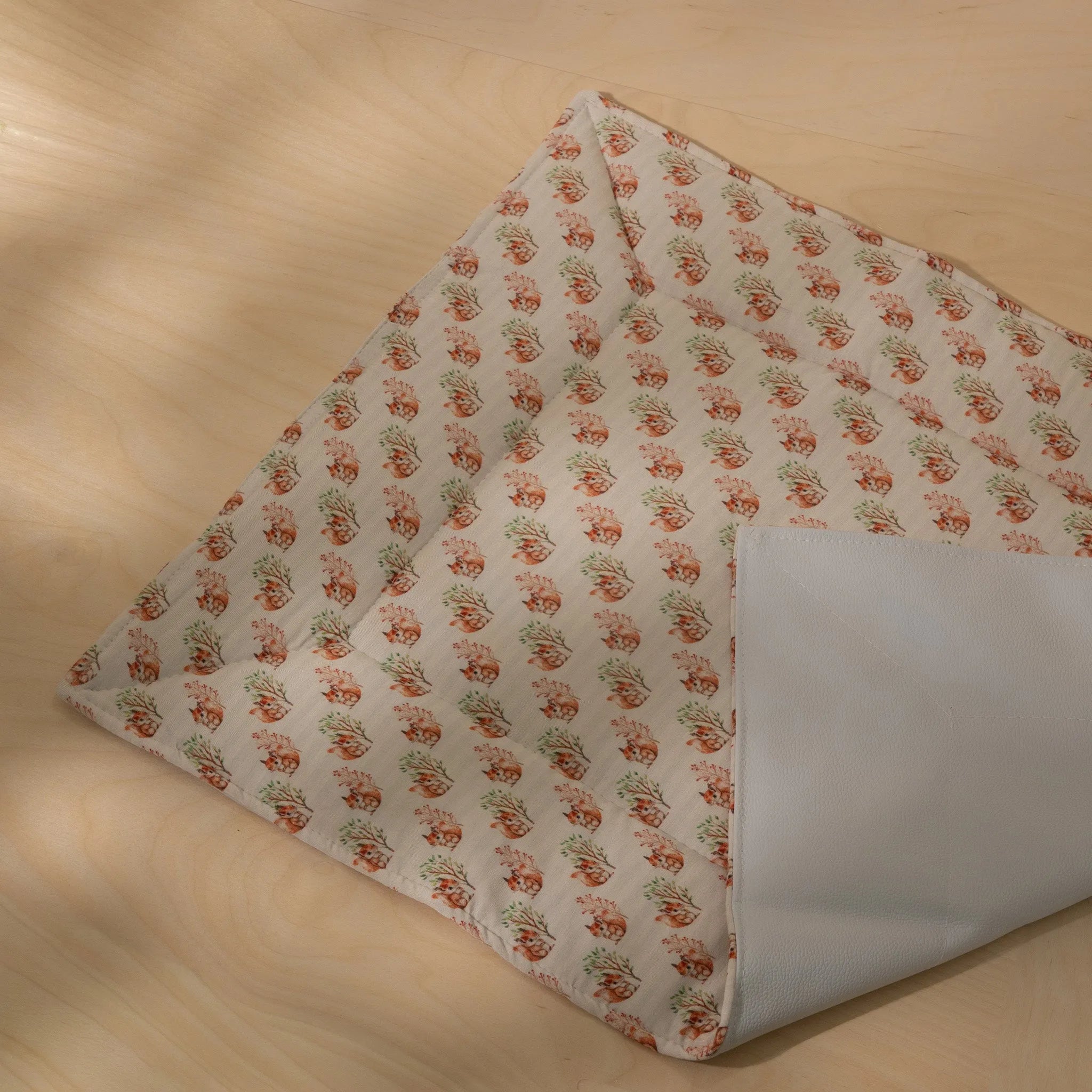 Organic Triple Layer Diaper Changing Mat with Squirrel Print