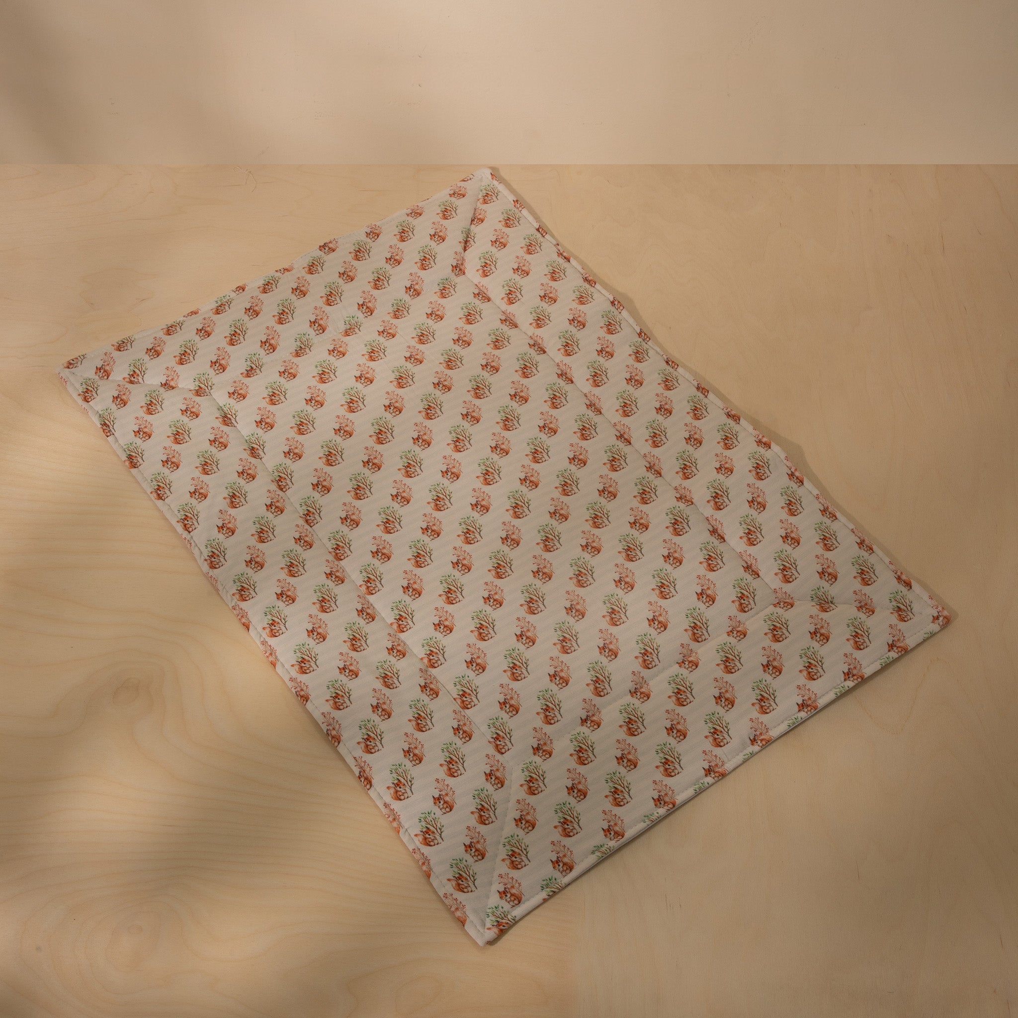 Organic Triple Layer Diaper Changing Mat with Squirrel Print