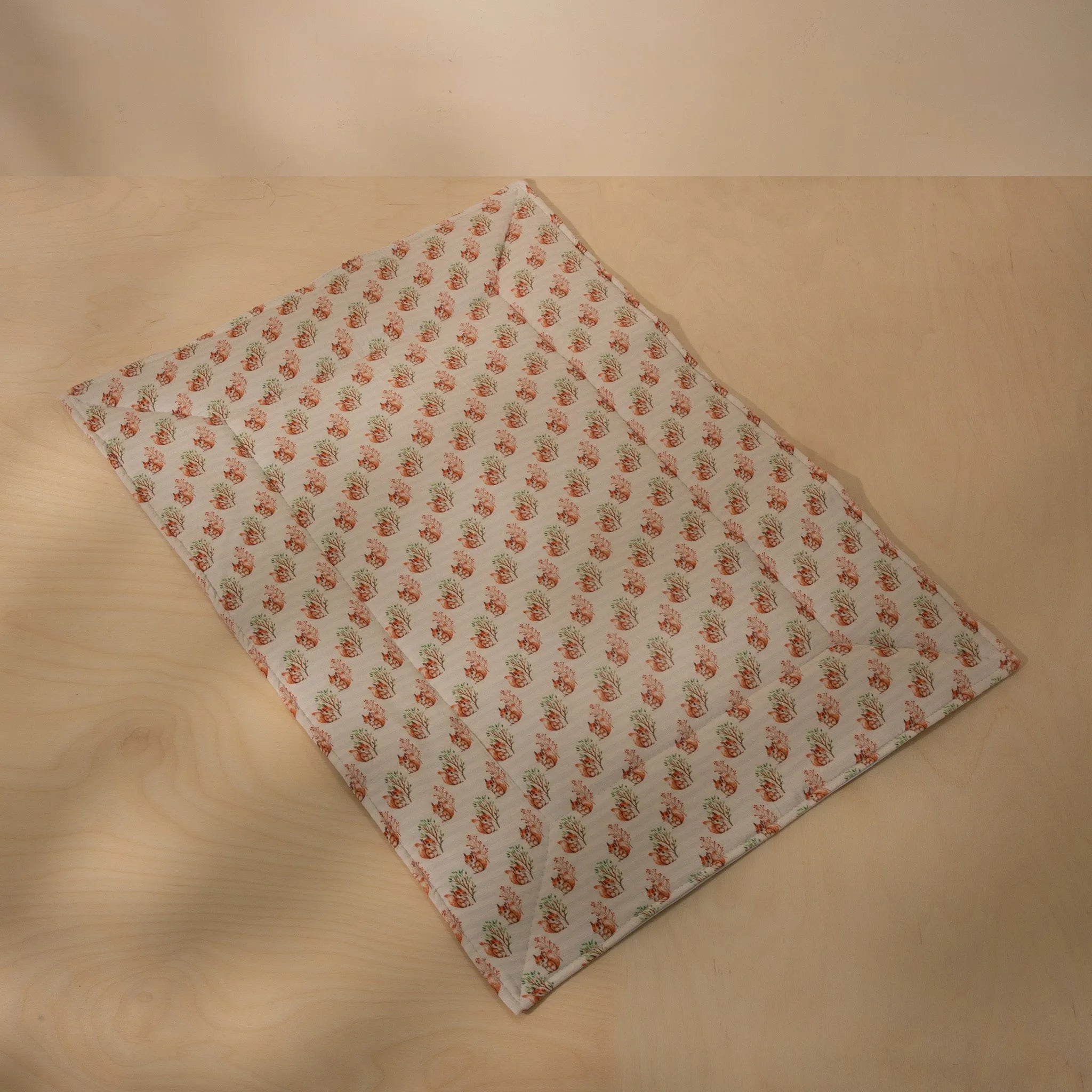 Organic Triple Layer Diaper Changing Mat with Squirrel Print