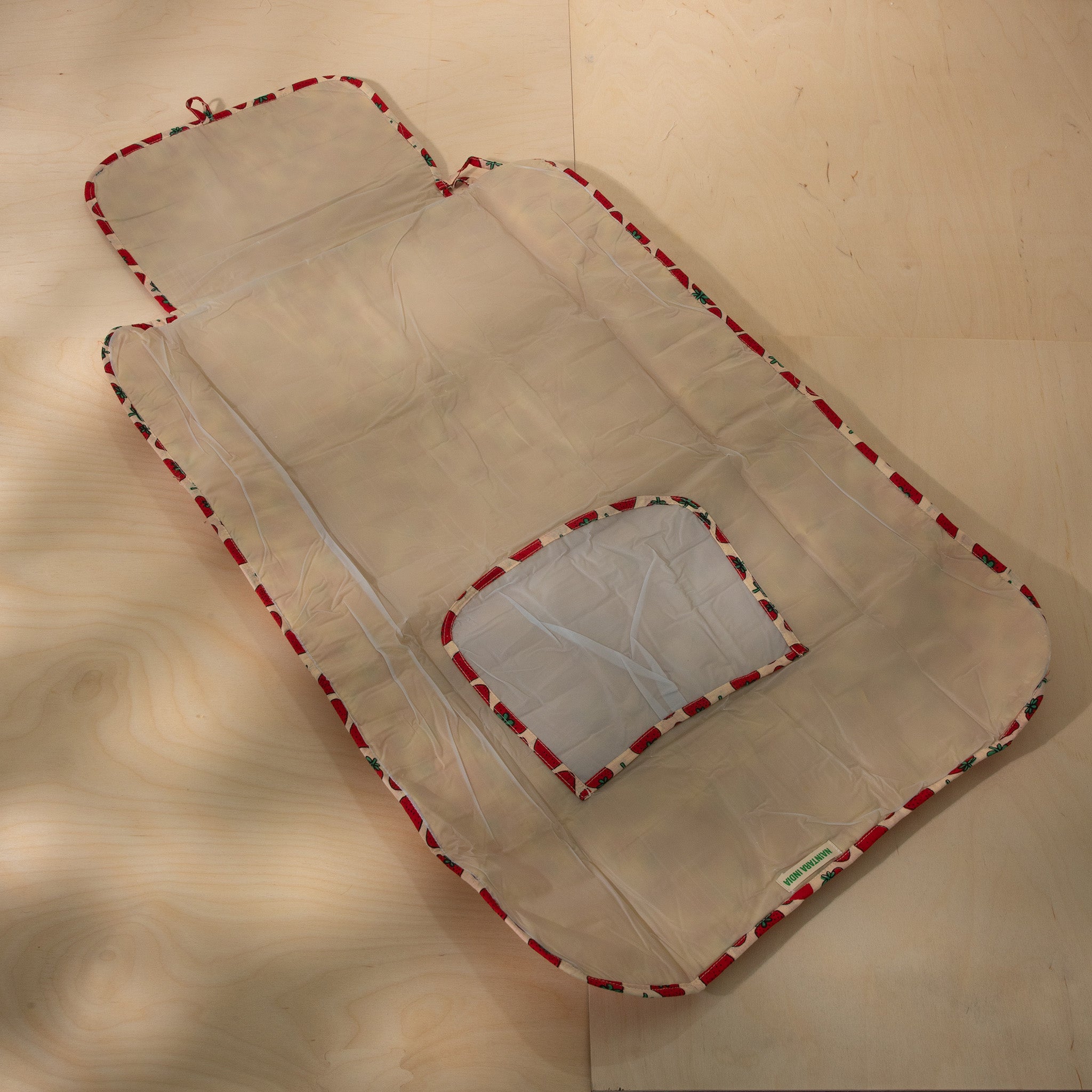 Travel-friendly Diaper Changing Mat with Strawberry Print – Portable, Soft, Easy-to-Clean Cotton Mat