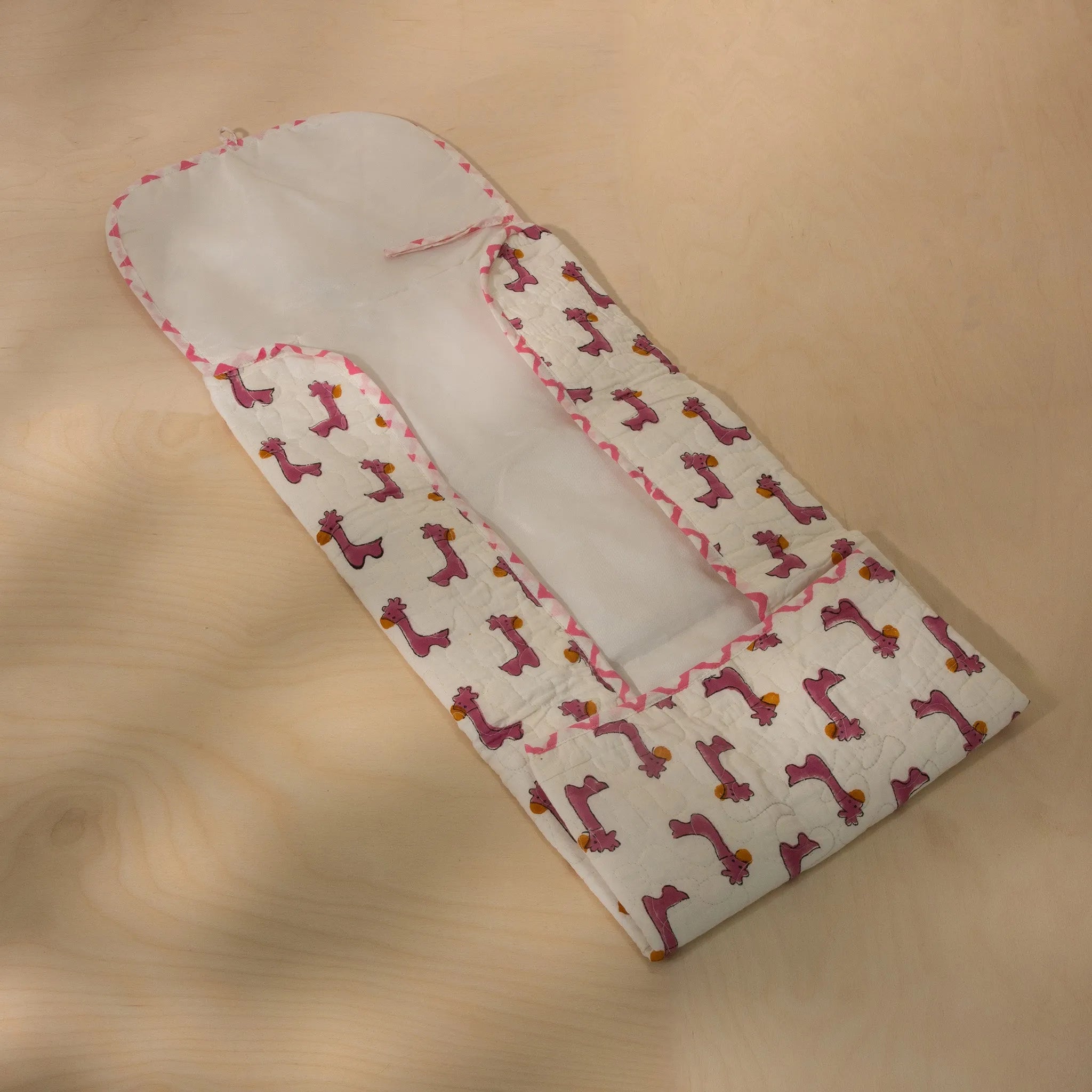 Travel-friendly Diaper Changing Mat - Pink Giraffe