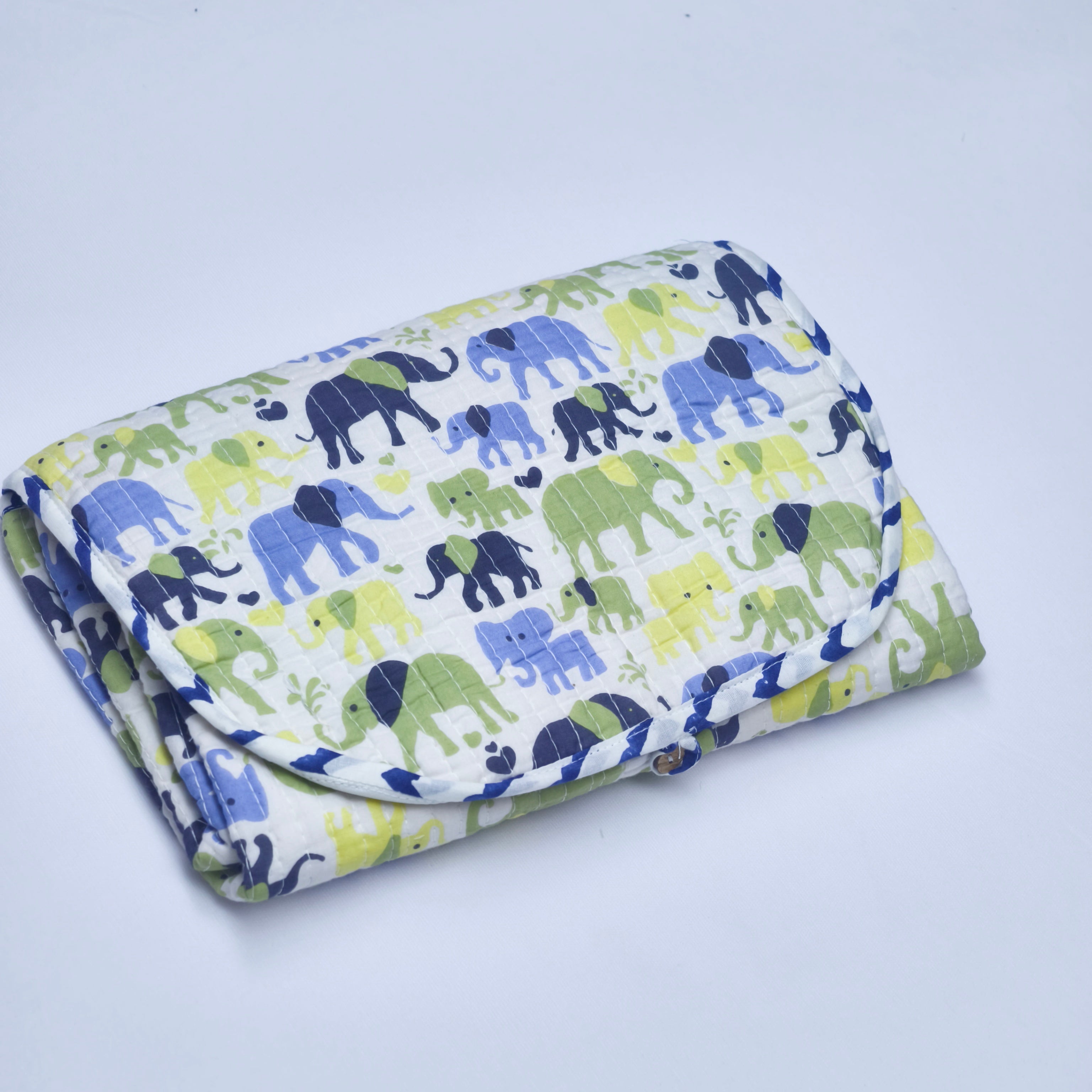 Safari Elephant Baby Changing Mat – Soft Cotton Foldable