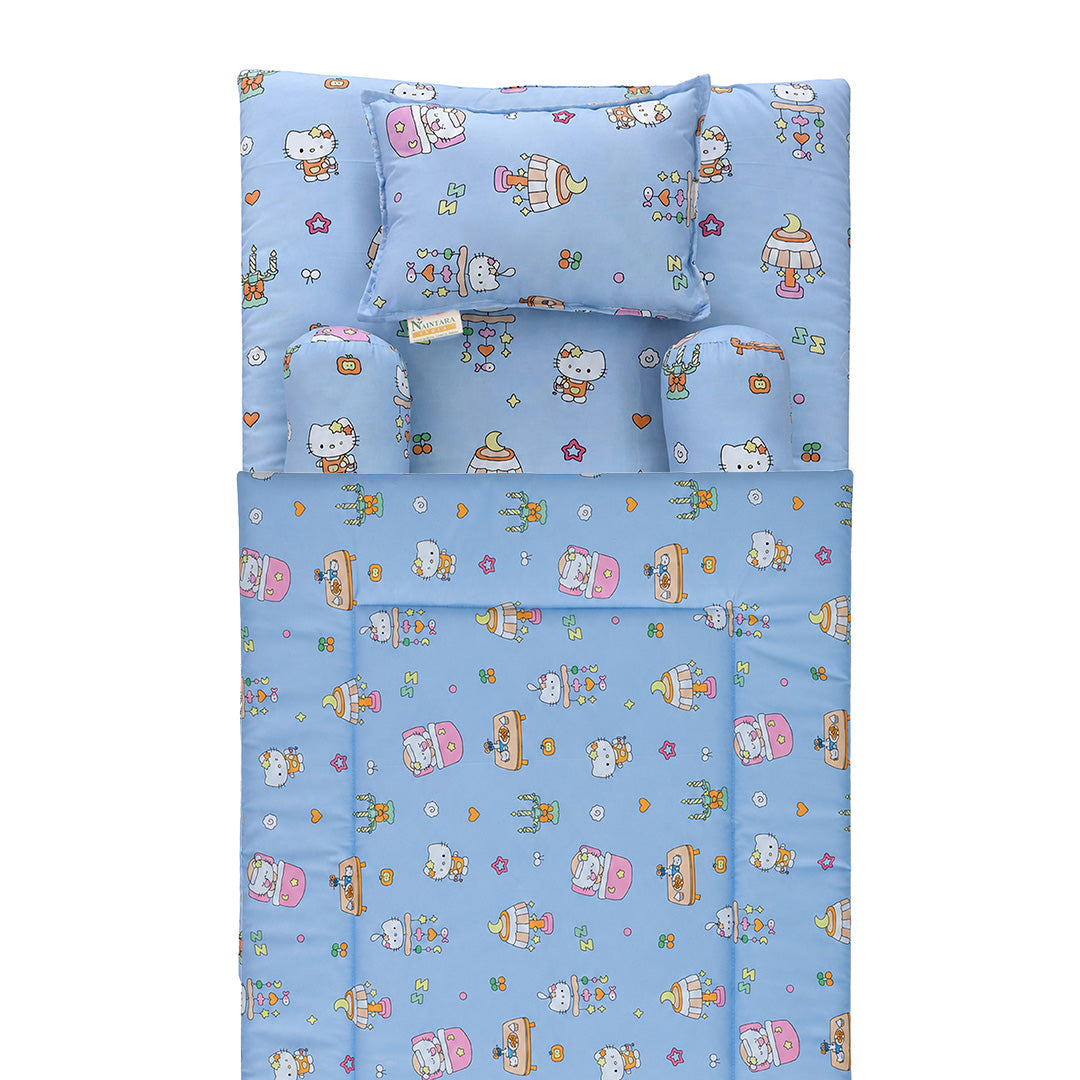 Dark Blue Cartoon Gaddi Masand Set With Blanket