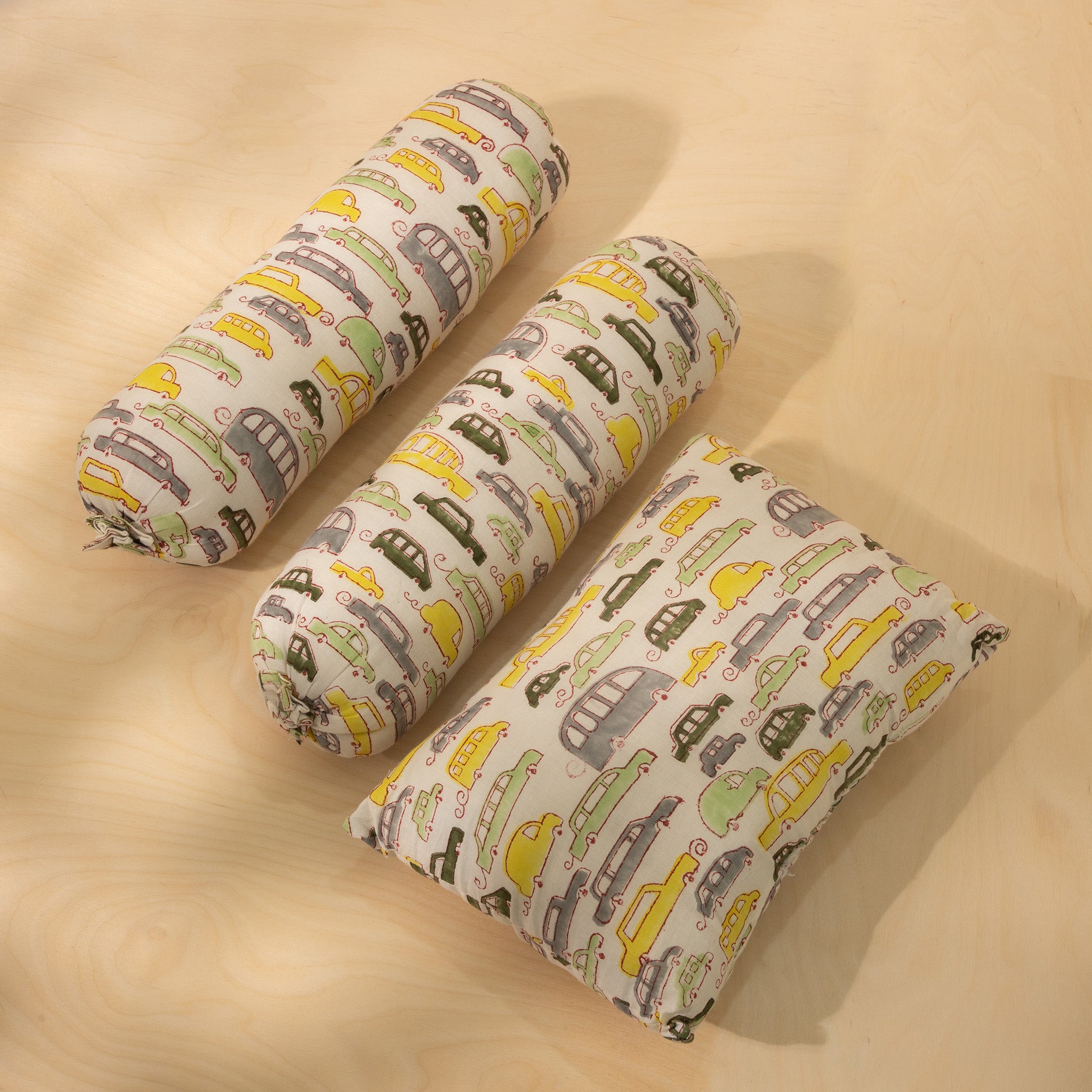 Cars Handblock  Baby Bedding Set with Pillow & Bolsters