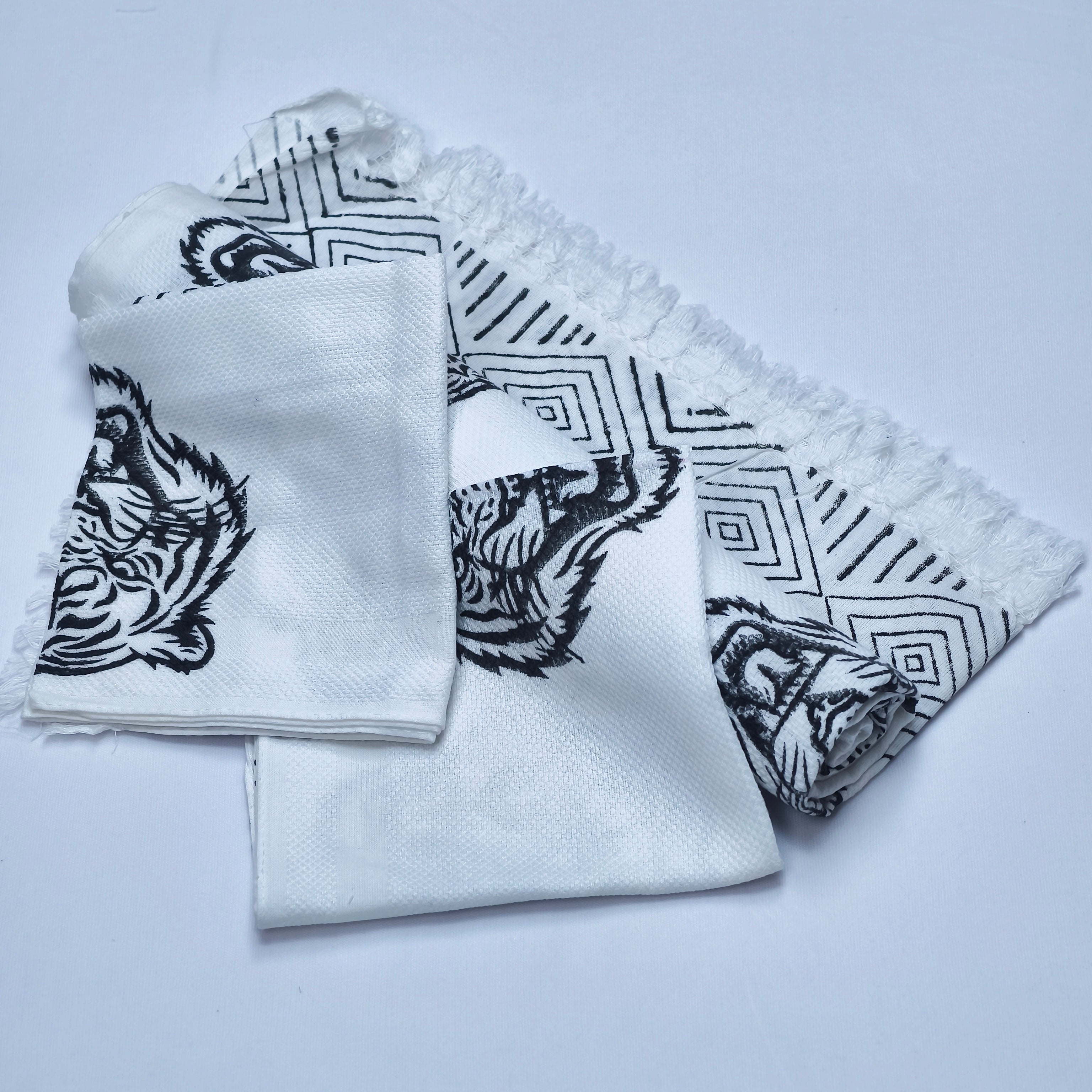 Tiger Print Cotton Kids Towel Set with 2 Napkins