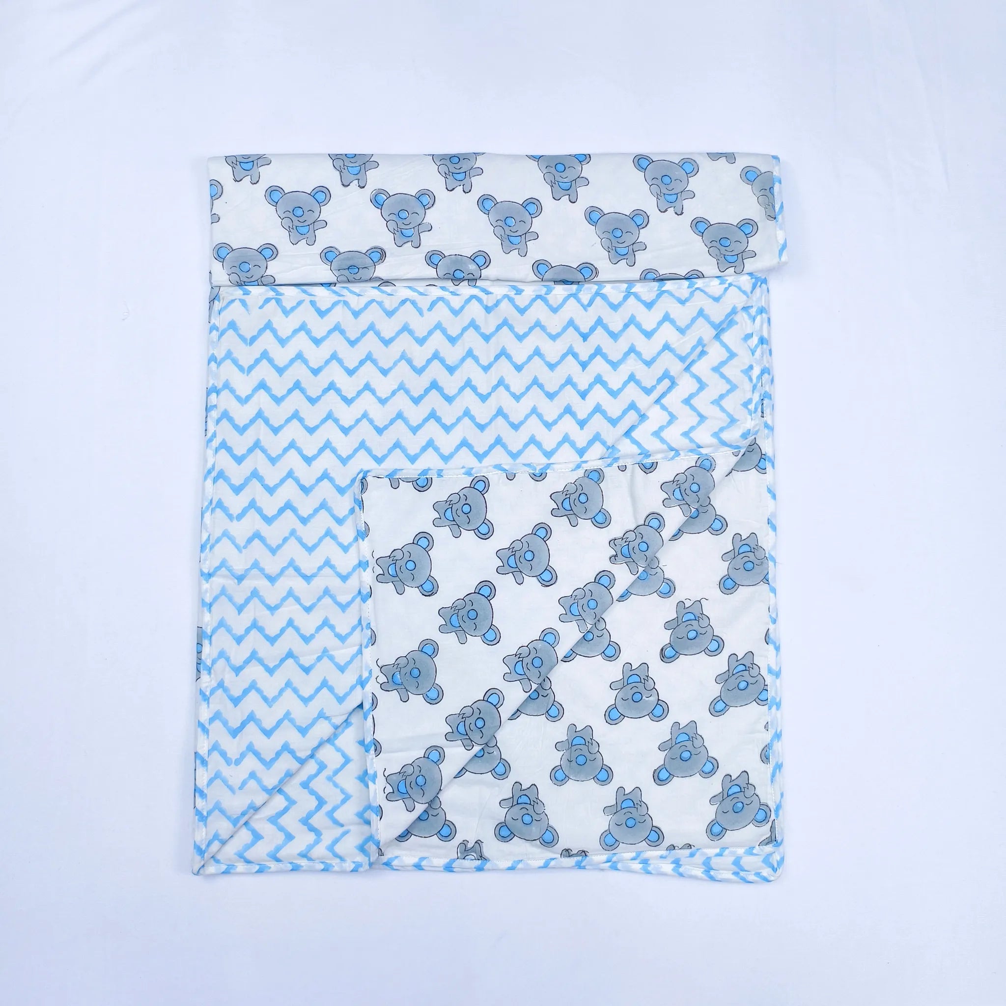 Koala Print Handblock Cotton Baby Dohar – Reversible & Soft