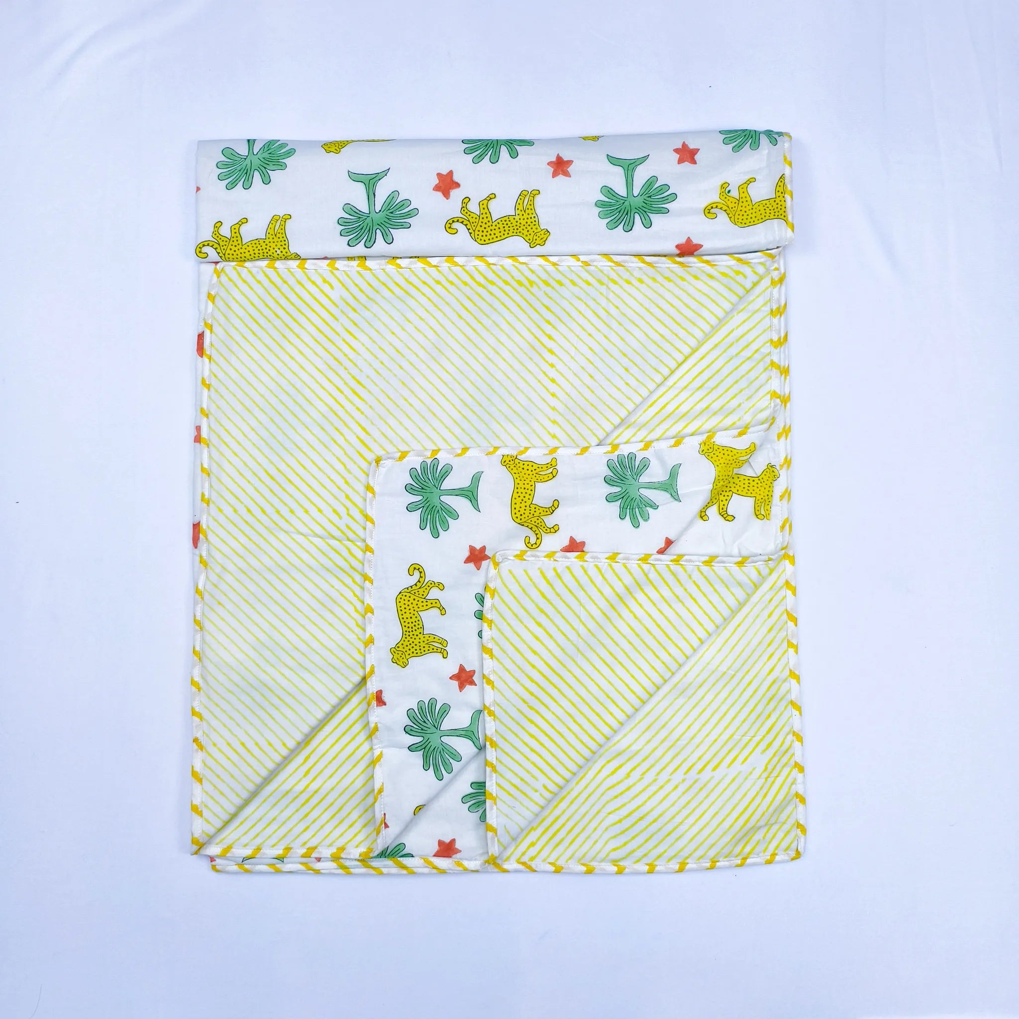 Leopard Handblock Cotton Baby Dohar – Reversible Comfort & Softness