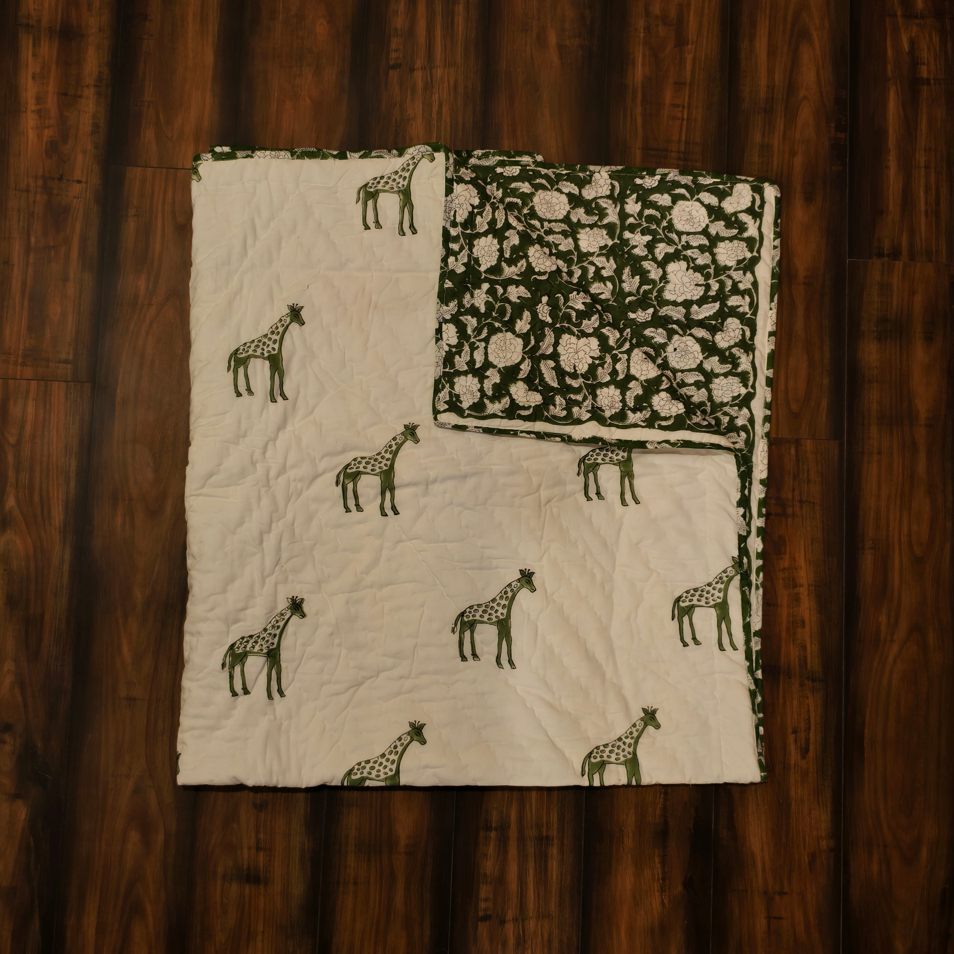 Giraffe Print Reversible Muslin Cotton Quilt for Kids