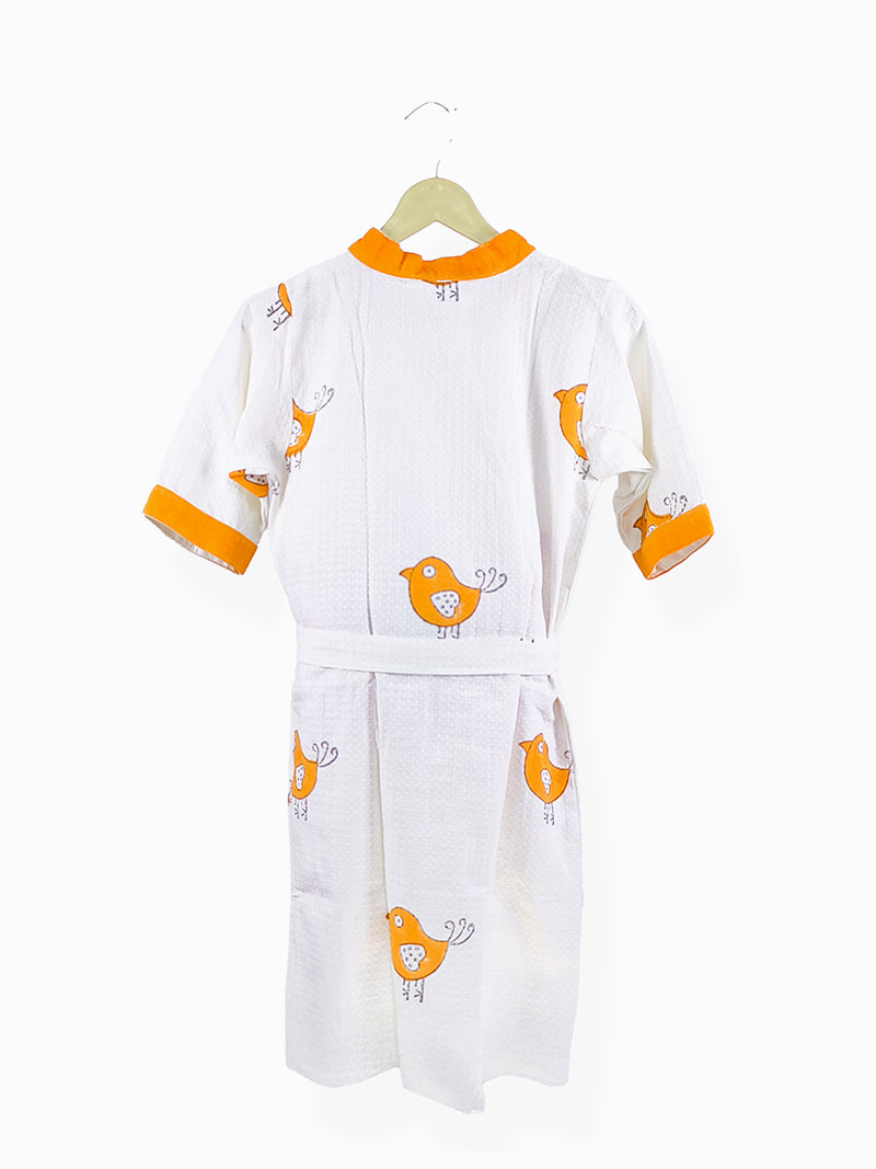 Tweety Print Handblock Cotton Kids Bathrobe – Soft & Quick Dry