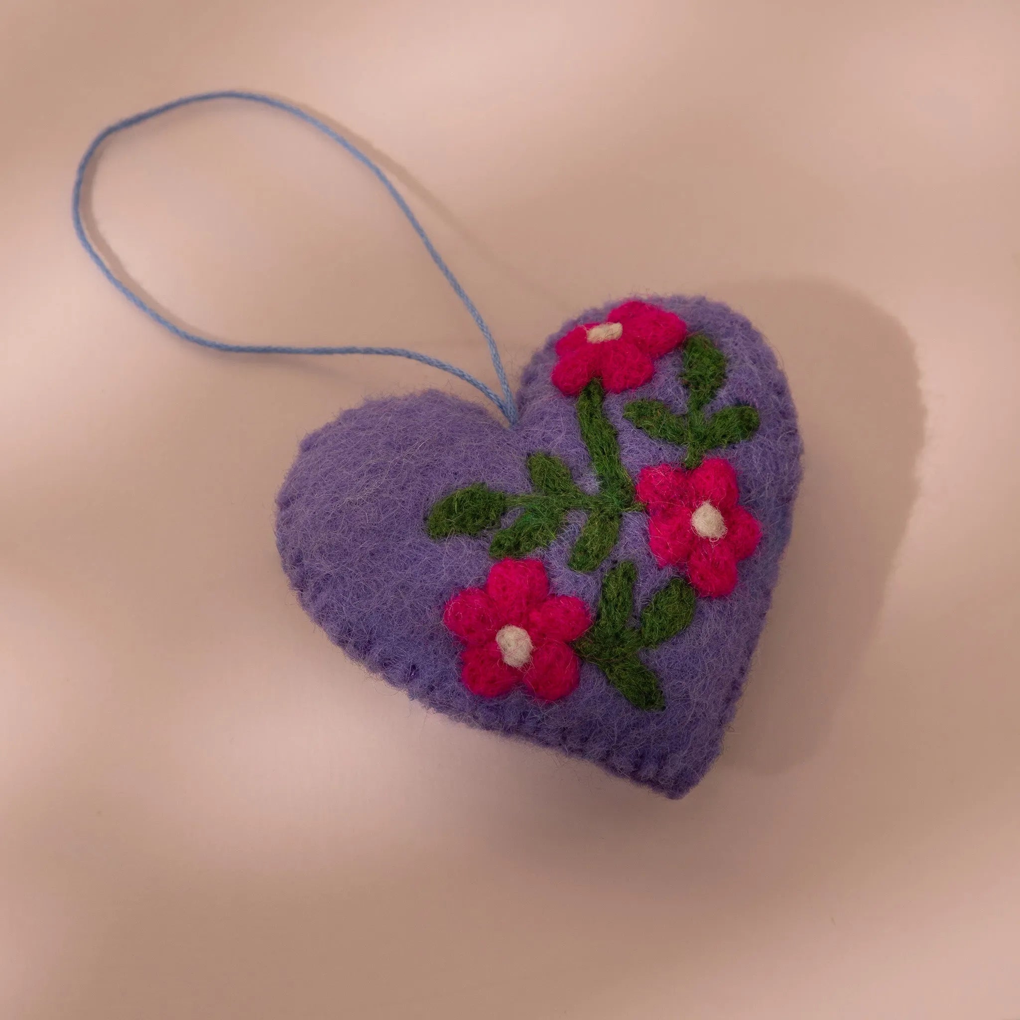 Hearts Purple Wool Felt plush toy