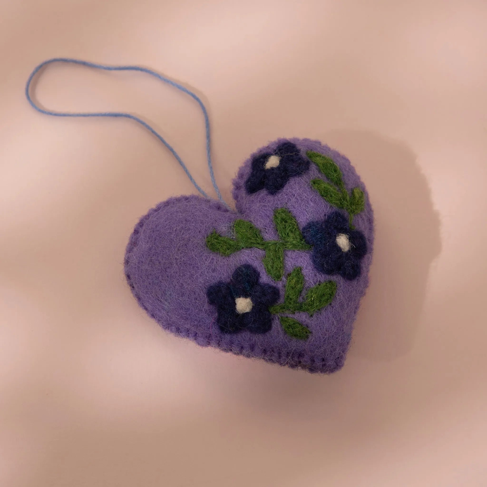 Hearts Purple Wool Felt plush toy
