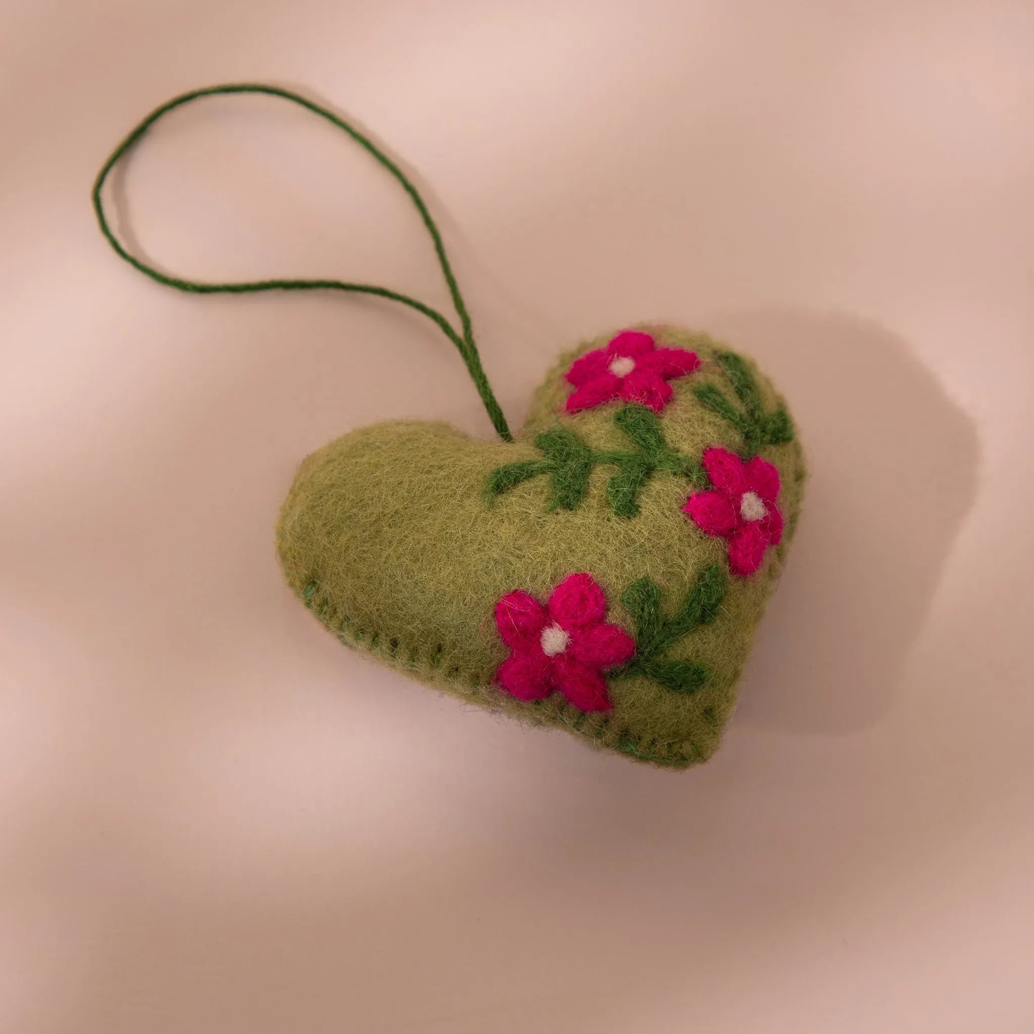 Hearts Pickle Green Wool Felt plush toy