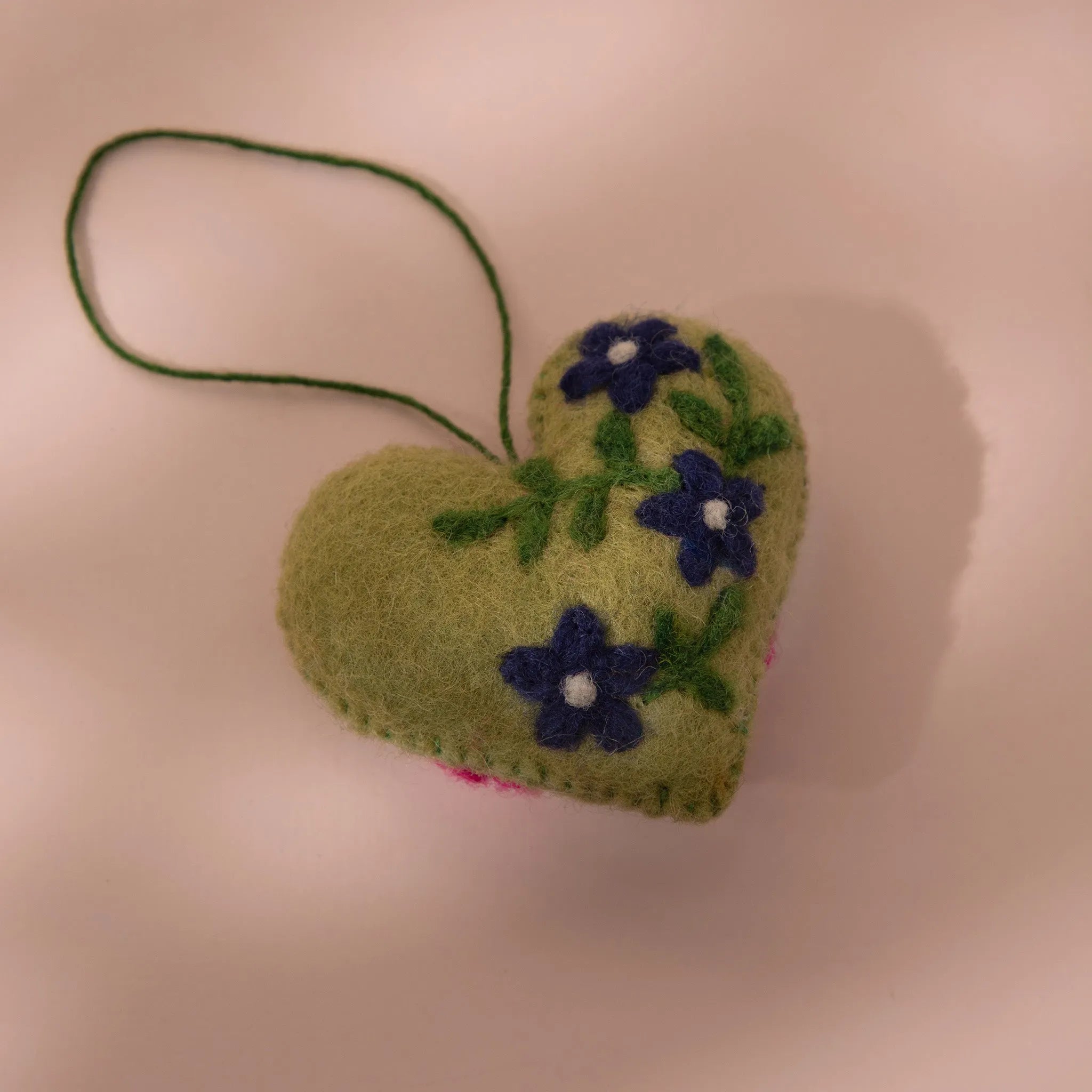 Hearts Pickle Green Wool Felt plush toy