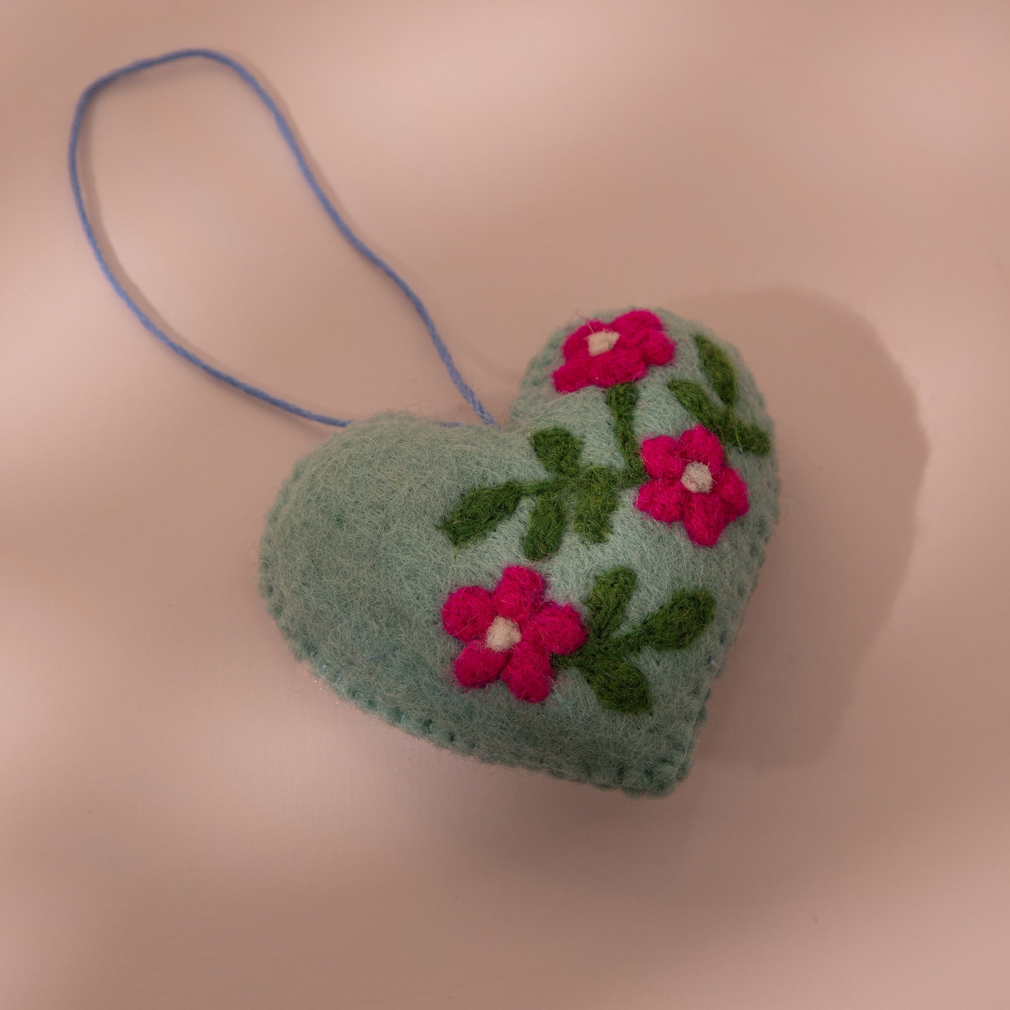 Heart Teal Green Wool Felt Plush Toy