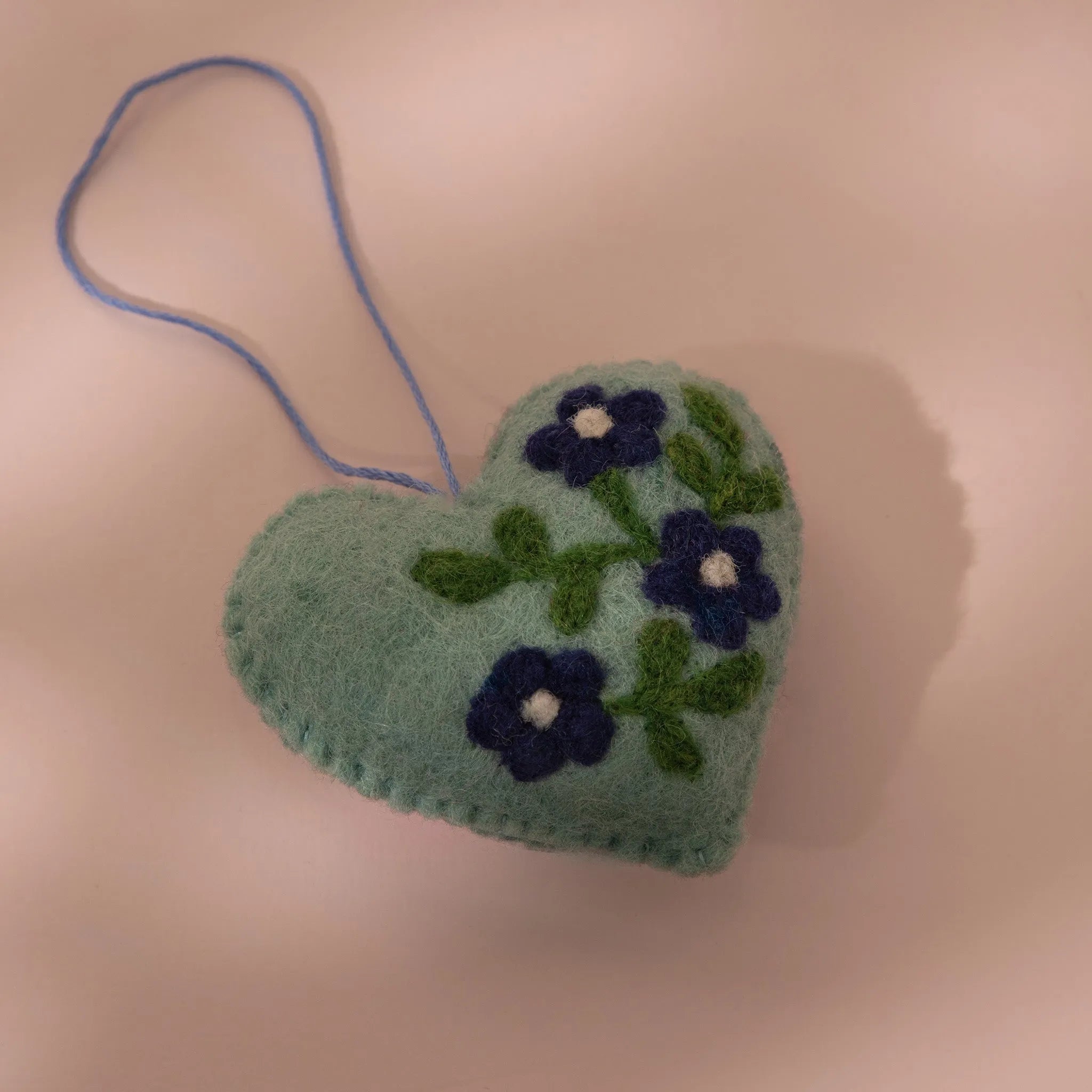 Heart Teal Green Wool Felt Plush Toy