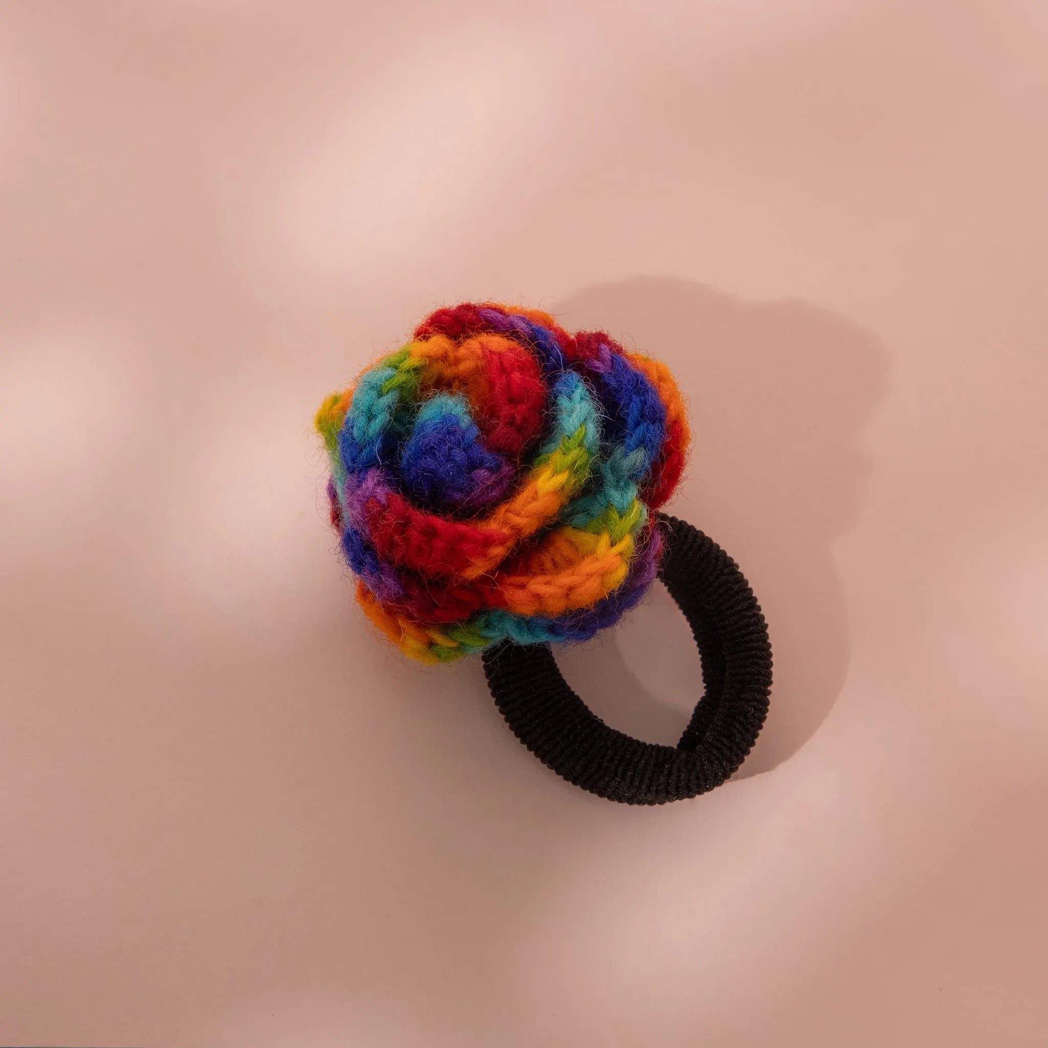 Rainbow Rose Wool Felt Hair Tie