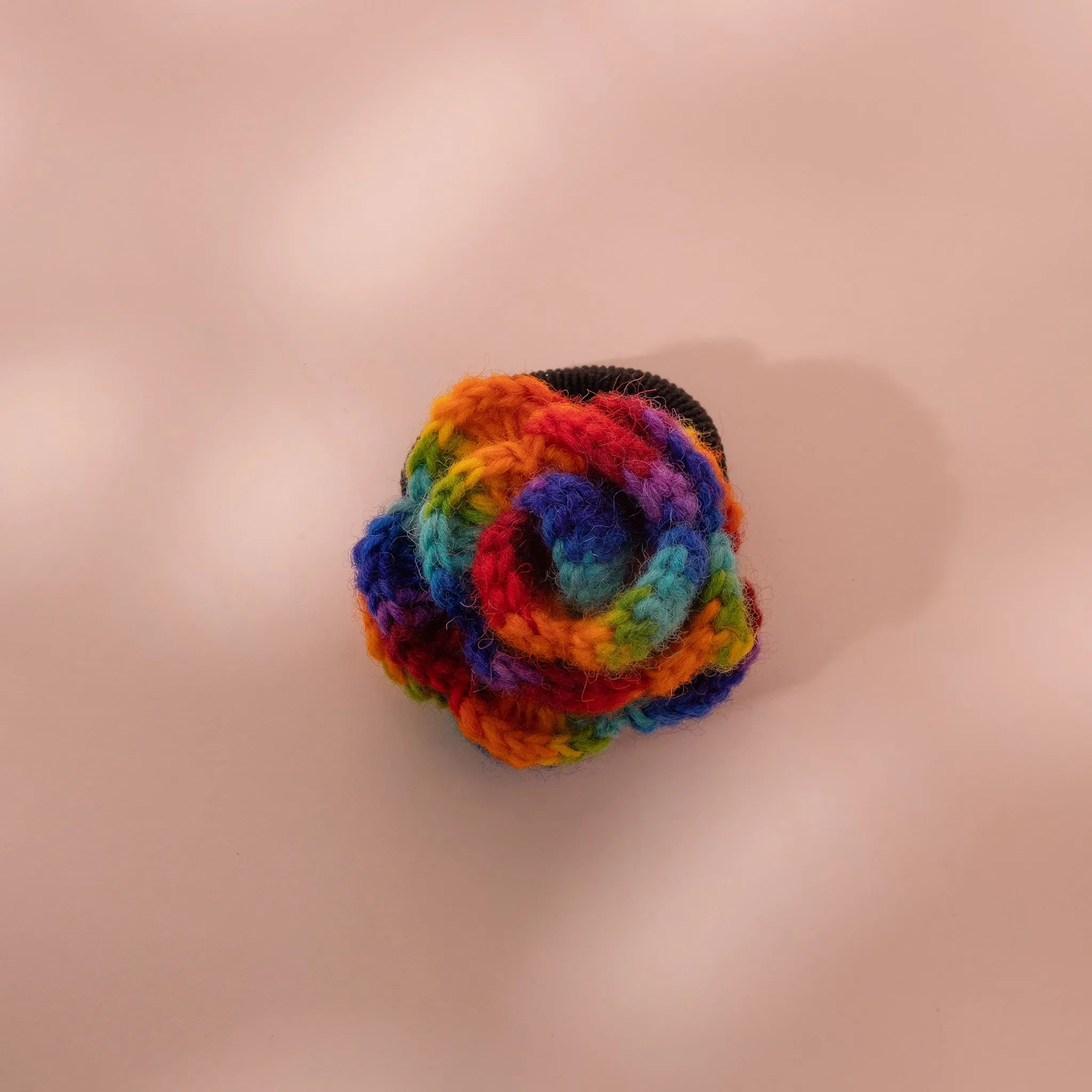 Rainbow Rose Wool Felt Hair Tie