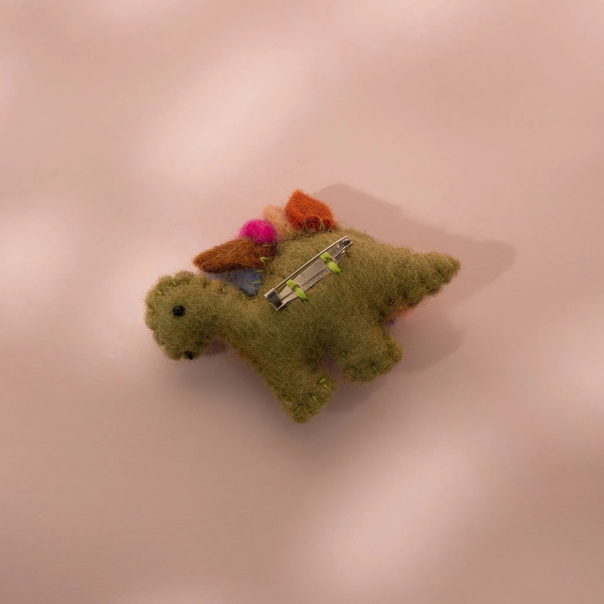Rainbow Dinosaur Felt Safty Pin