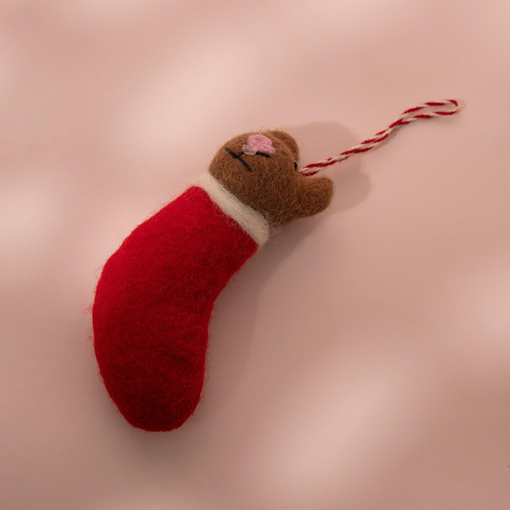 Brown Bear Wool Felt Stocking Ornament