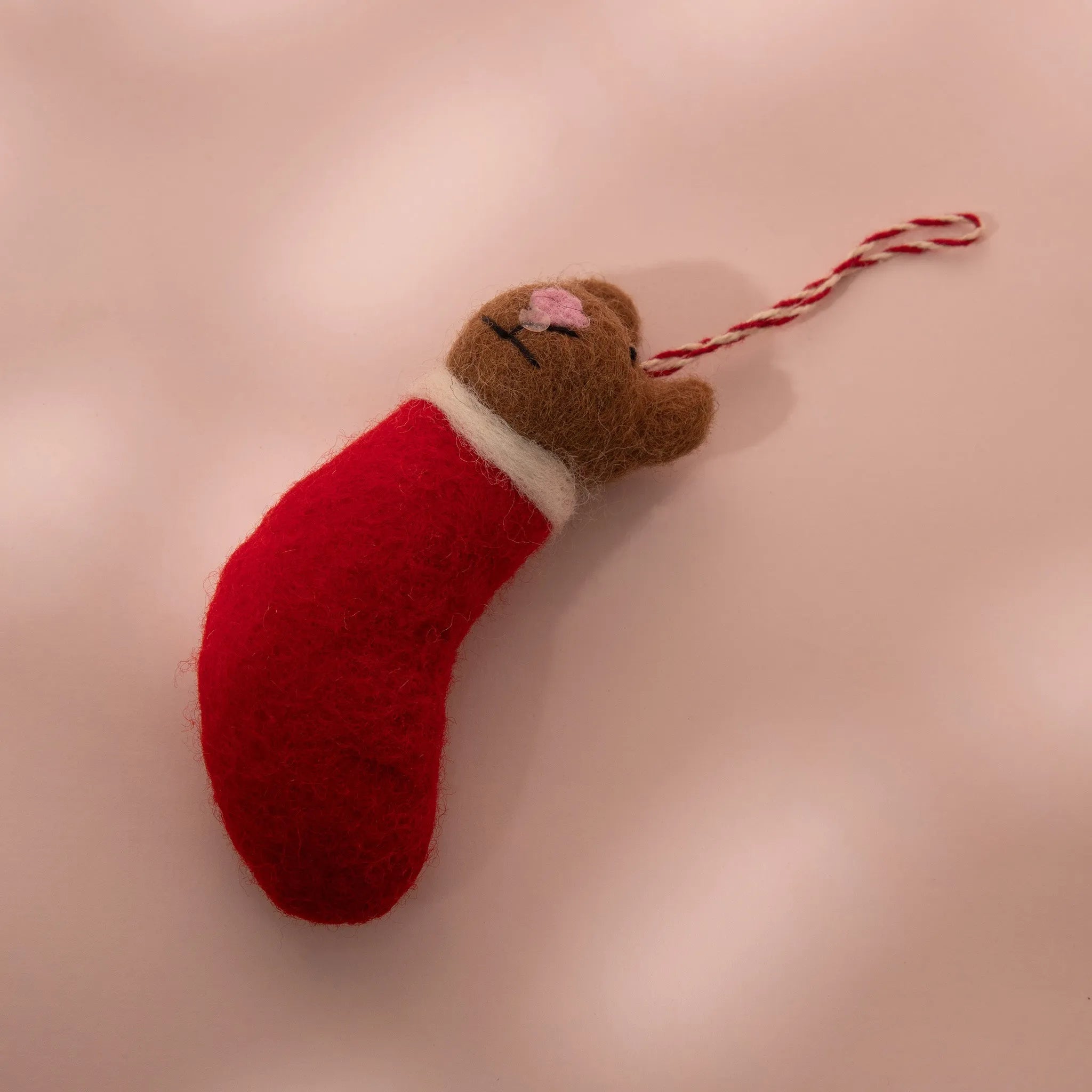 Brown Bear Wool Felt Stocking Ornament