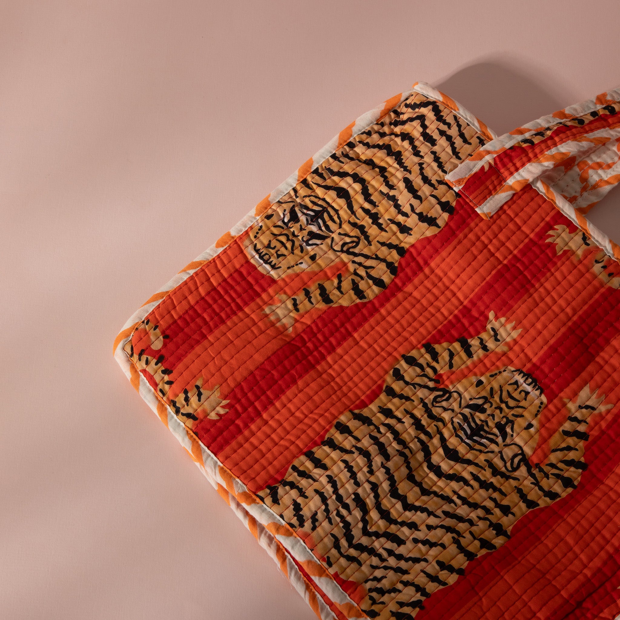 Tiger Printed Reversible Quilted Tote Bag