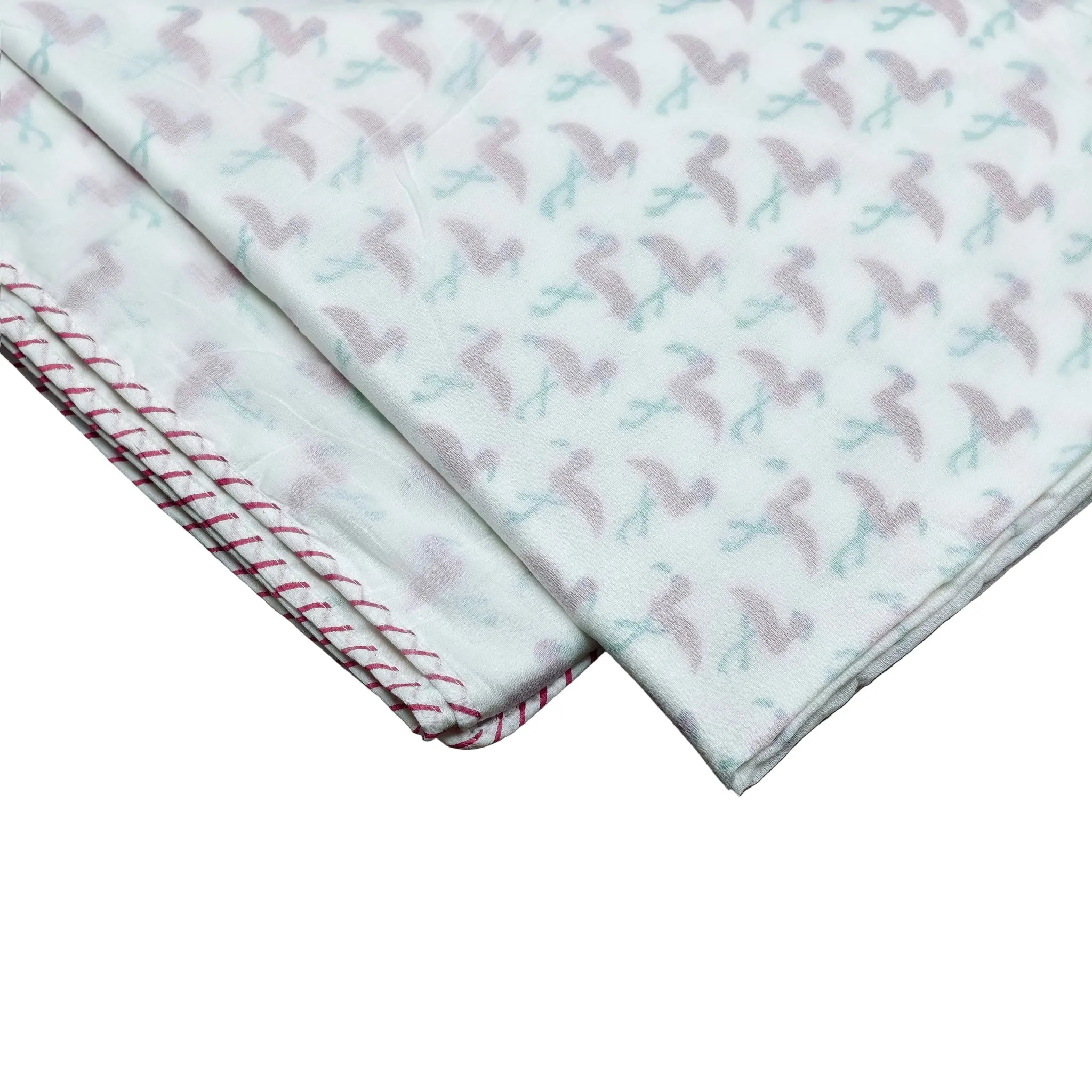 Flamingo Motif Mulmul Muslin Baby Dohar Hand-Block Printed