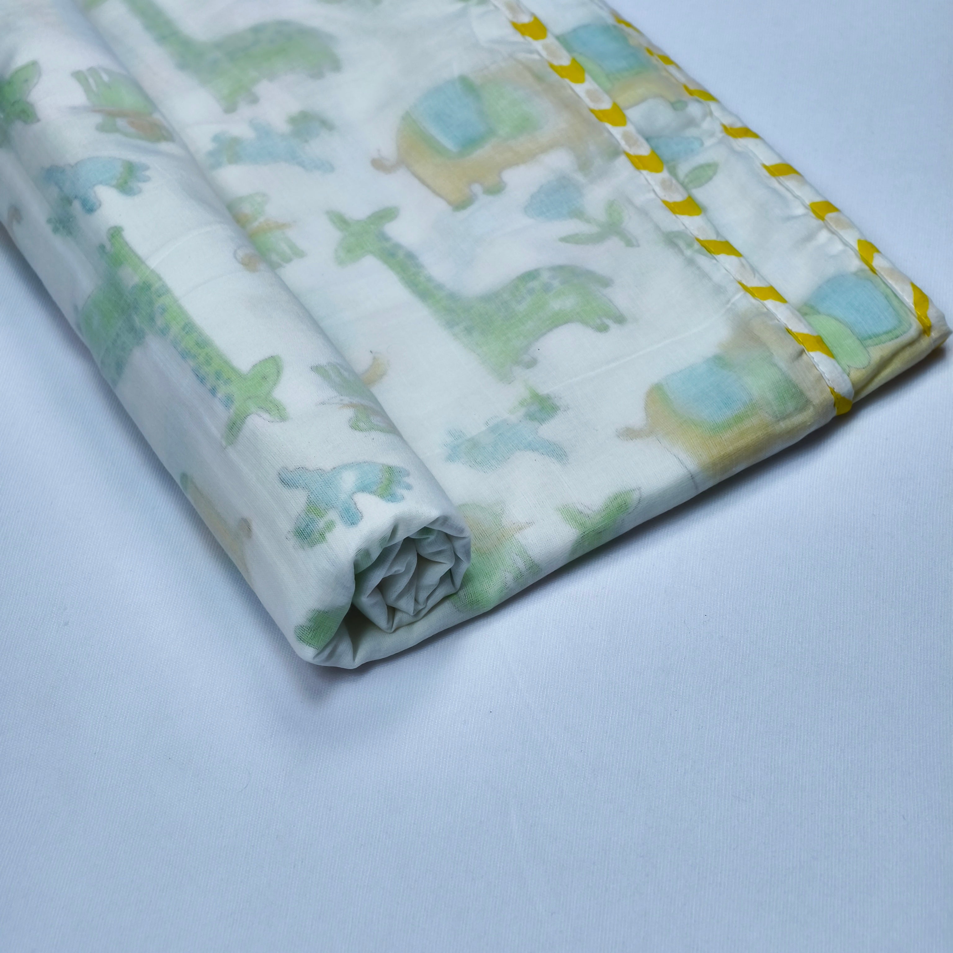 Animal Motif Mulmul Muslin Baby Dohar Hand-Block Printed