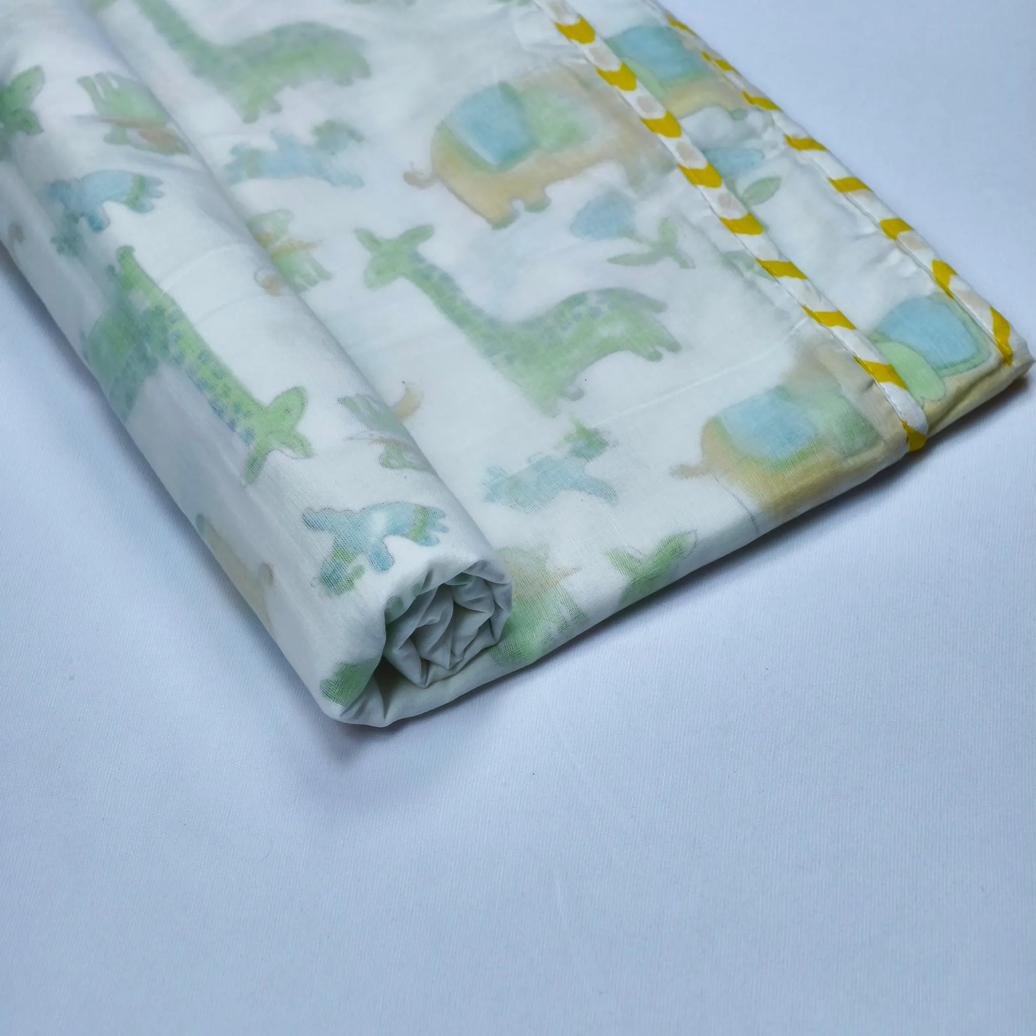 Animal Motif Mulmul Muslin Baby Dohar Hand-Block Printed