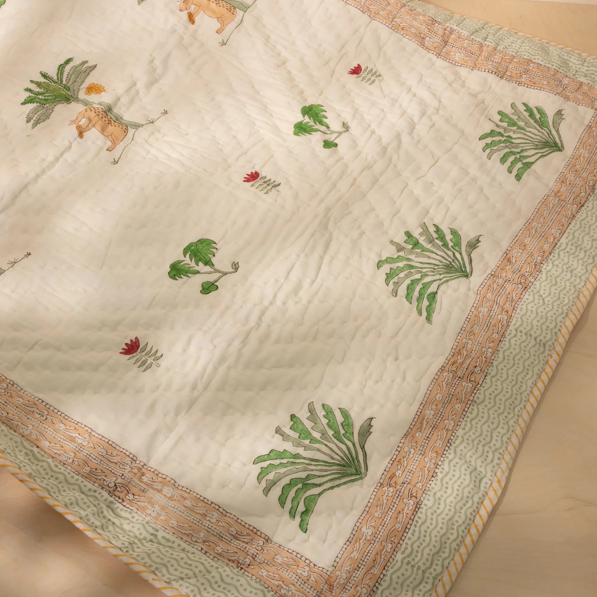 Jungle Palm Reversible Muslin Cotton Quilt for Kids