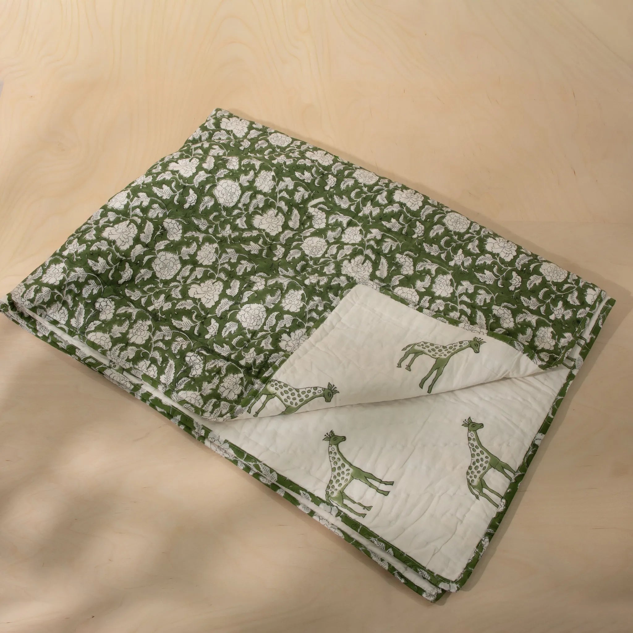 Giraffe Print Reversible Muslin Cotton Quilt for Kids