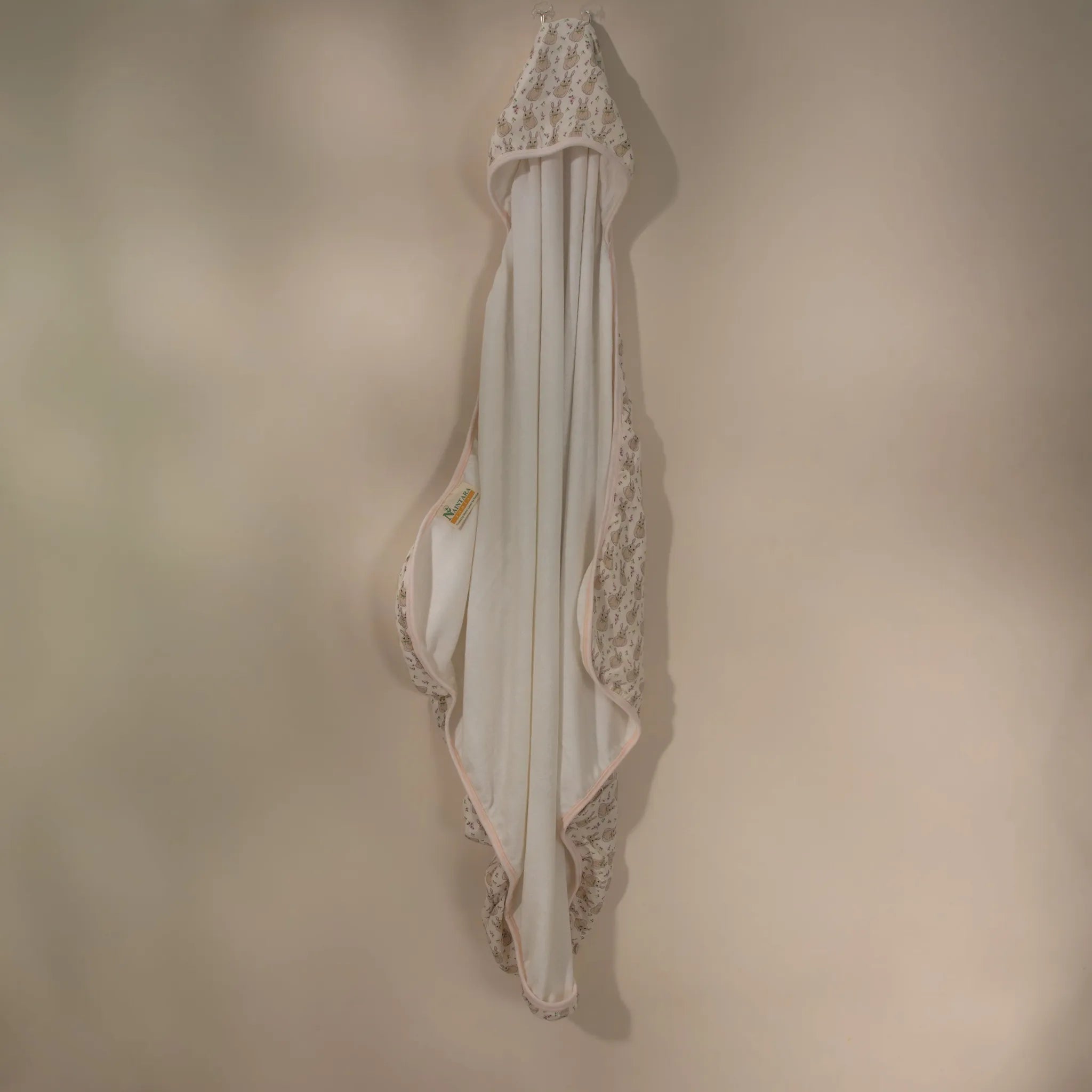 Bamboo Muslin & Terry Hooded towel- Little Green Bow Bunny