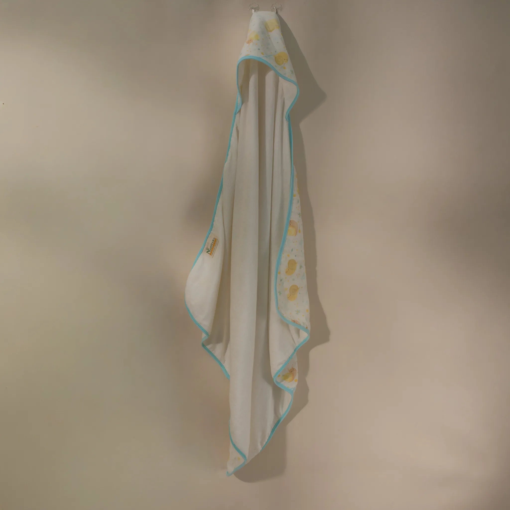 Organic Cotton & Terry Hooded towel- Snail & Smile Print