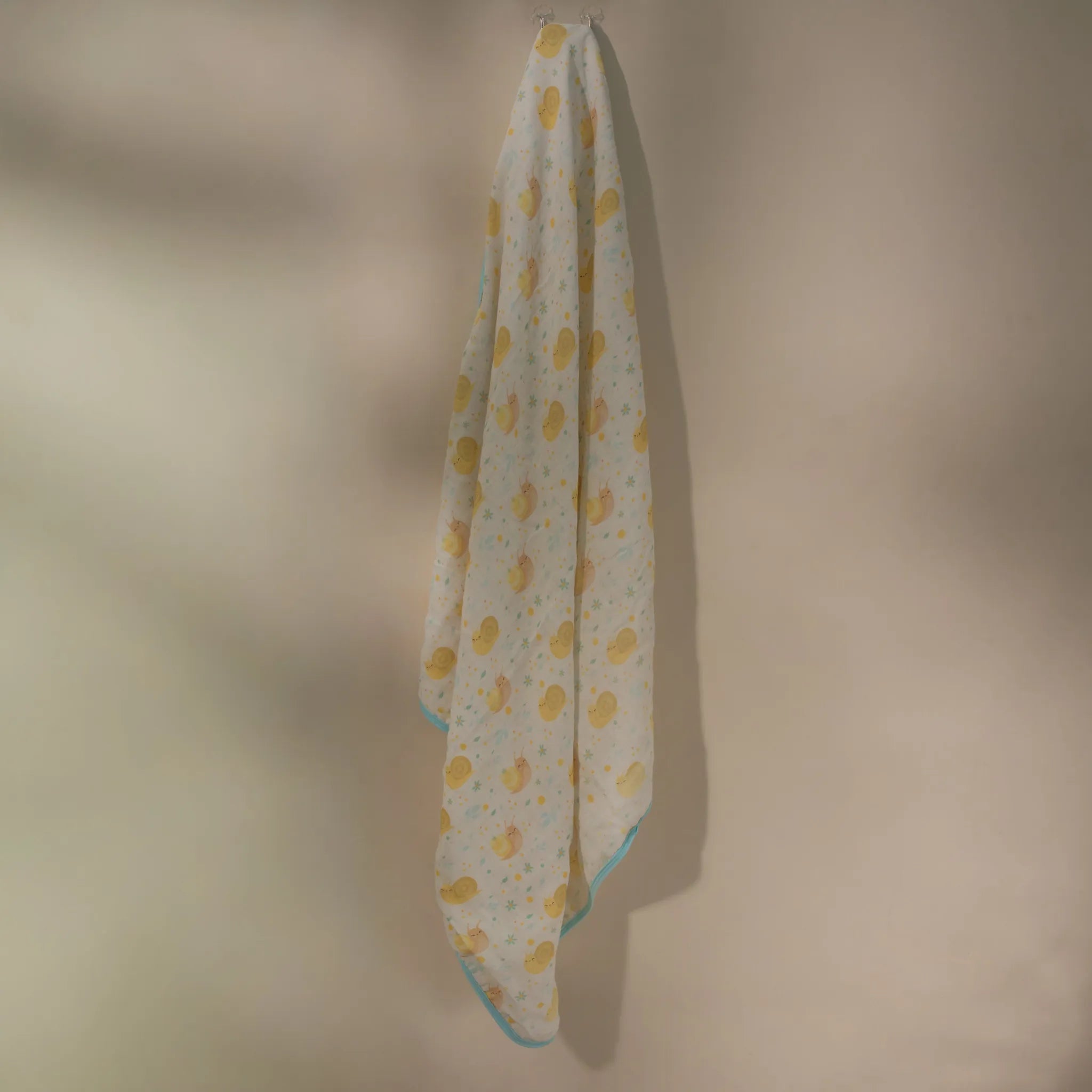 Organic Cotton & Terry Hooded towel- Snail & Smile Print